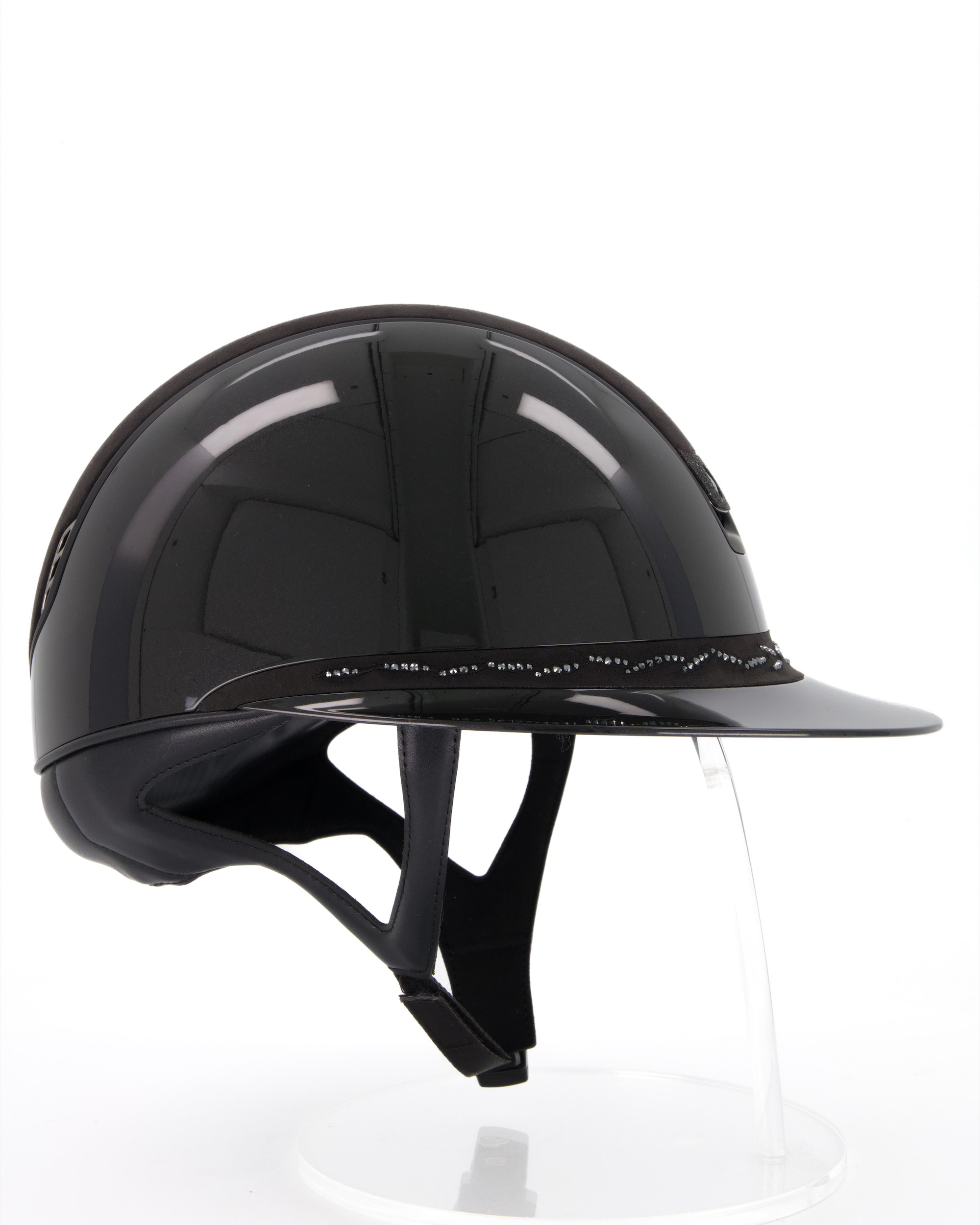 Reithelm 2.0 Miss Shield Shadow Glossy, Top Alcantara black, Frontal Band Flower Swarovski Black, Trim Matt Black, Blason Crystal Fabric Black in schwarz