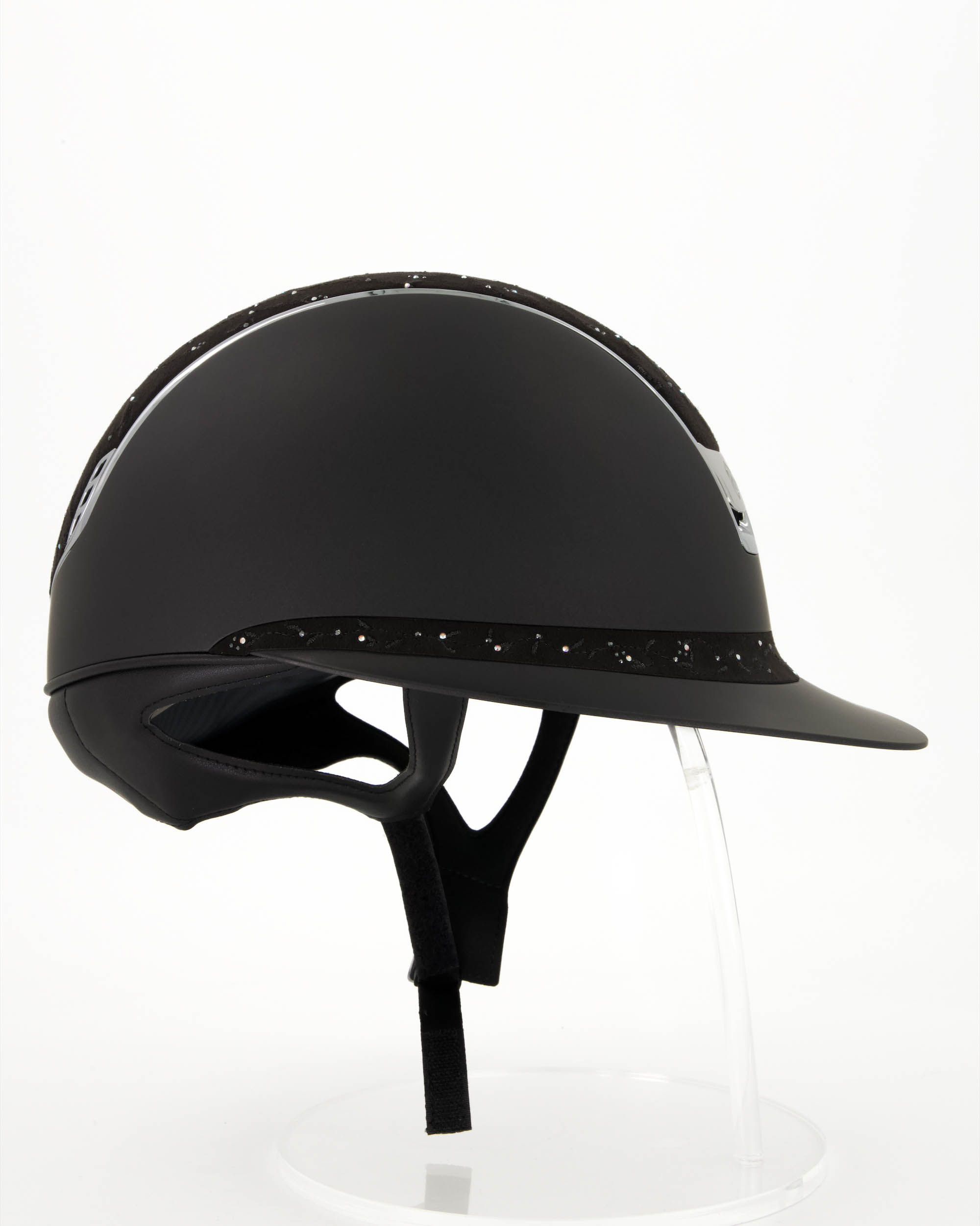 Reithelm 2.0 Miss Shield Shadowmattblack, Top u. Frontal Band Floral, Trim und Blason Chrome Silver