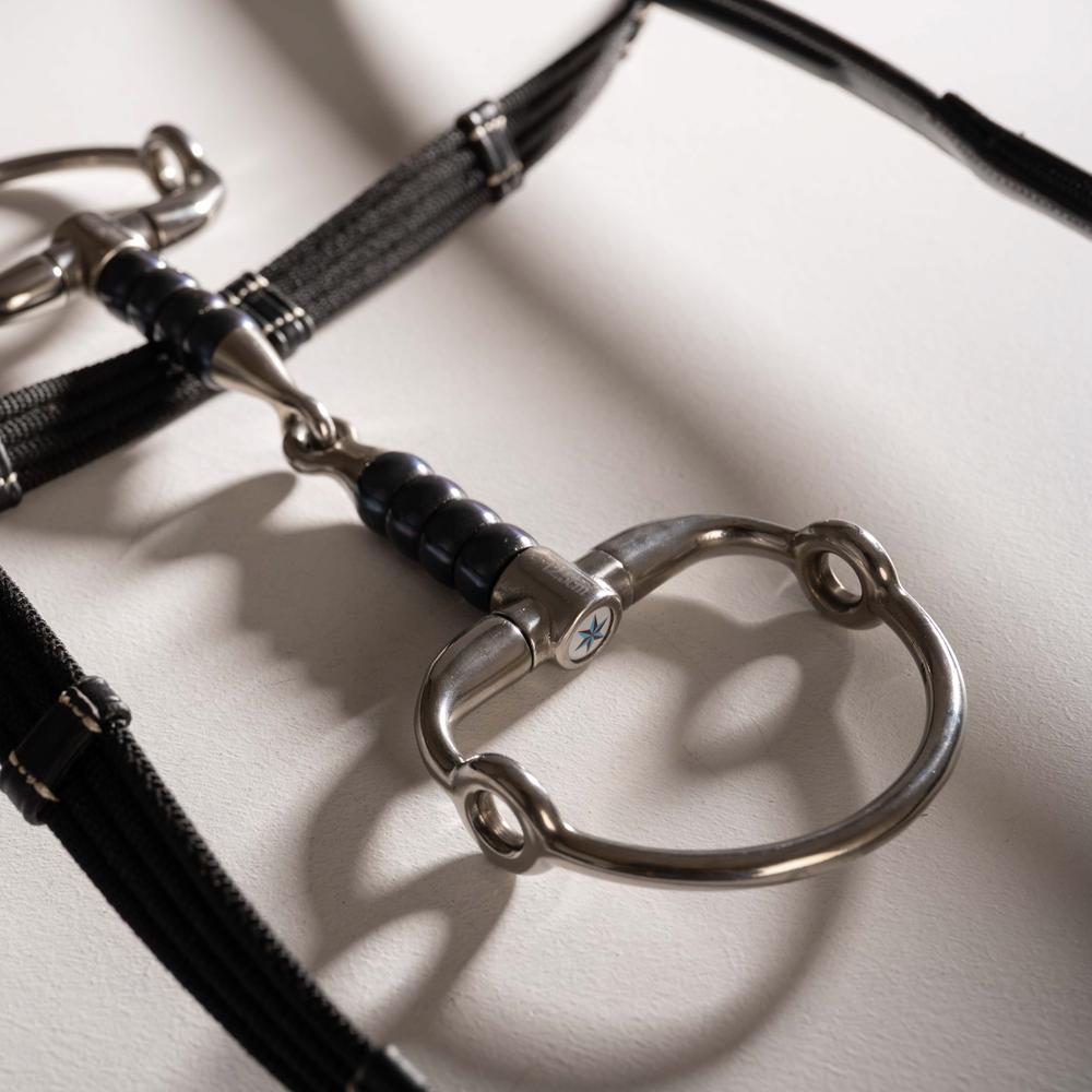 Filet gag cuir avec Eggbutt et simple brisure avec Cherry Roller Sweet Iron
