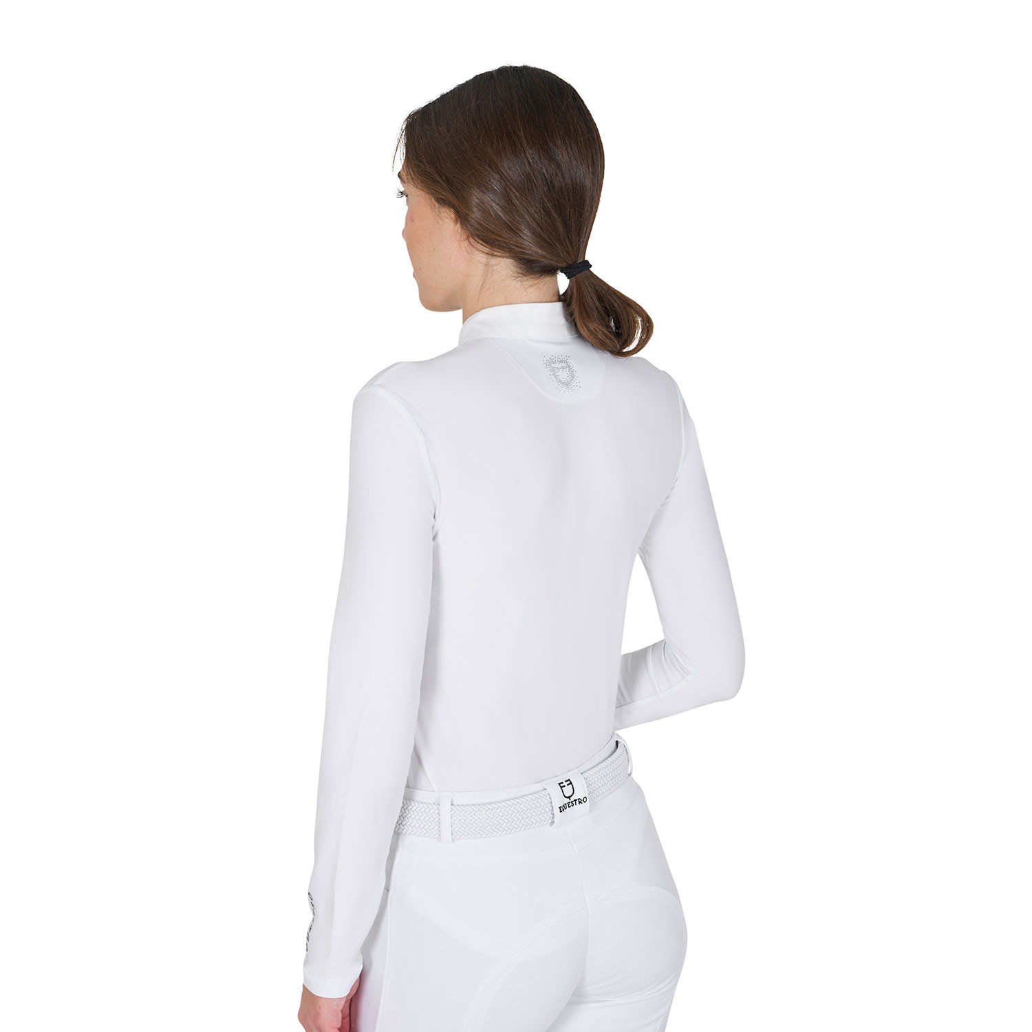 Tailliertes Damen-Turnierpoloshirt mit Strasssteinen