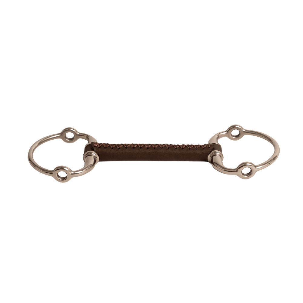 Leder-Gagtrense mit Olivenkopf-Ringen