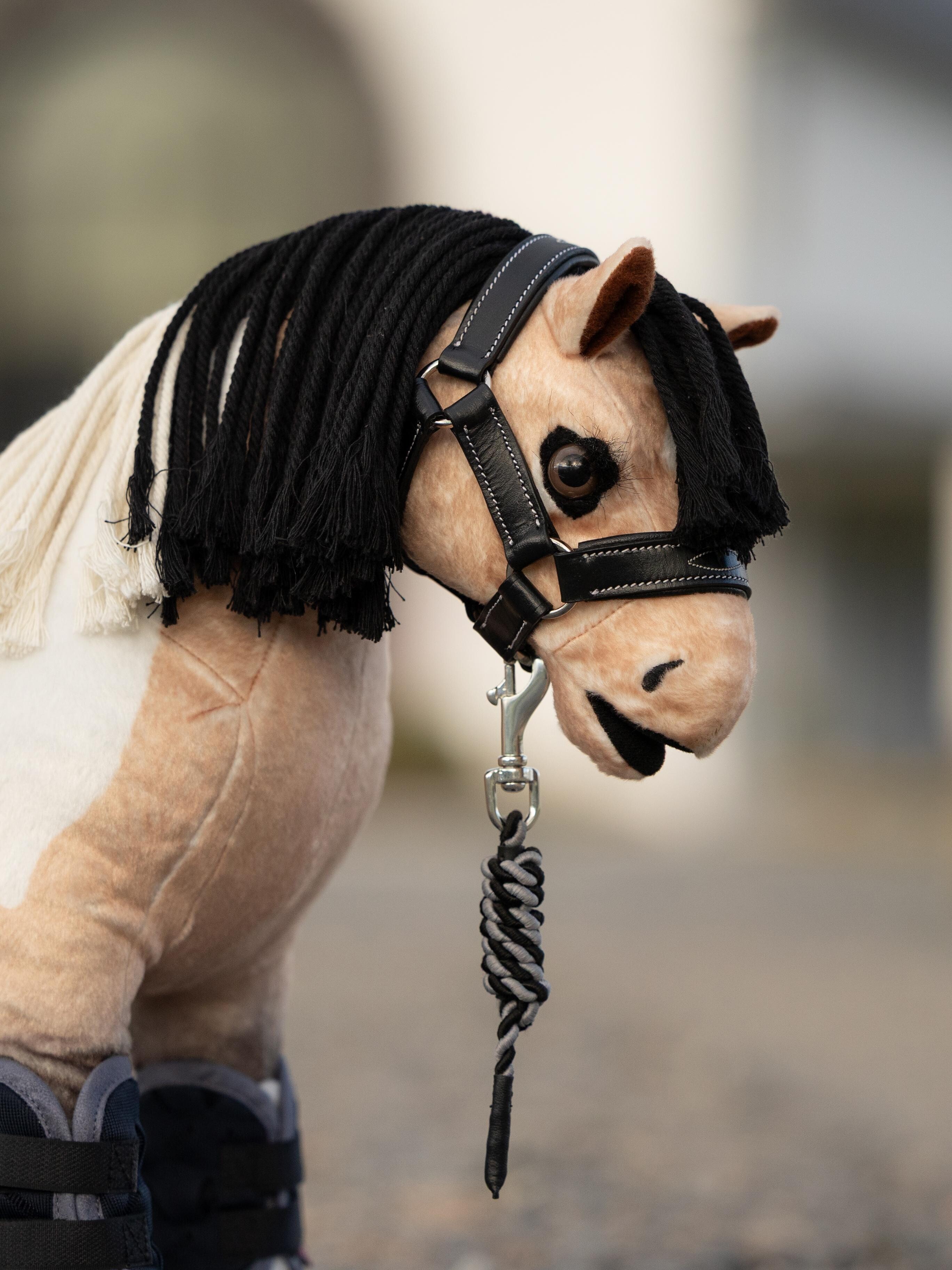 Toy Pony Leder halster & halstertouw zwart
