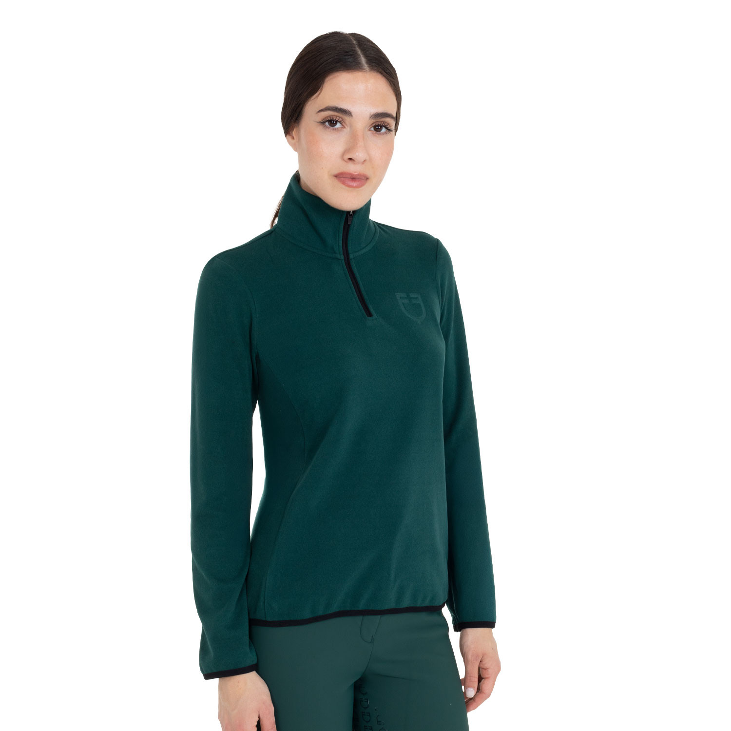Damen-Fleece-Sweatshirt mit hohem Kragen und 3/4-Reißverschluss
