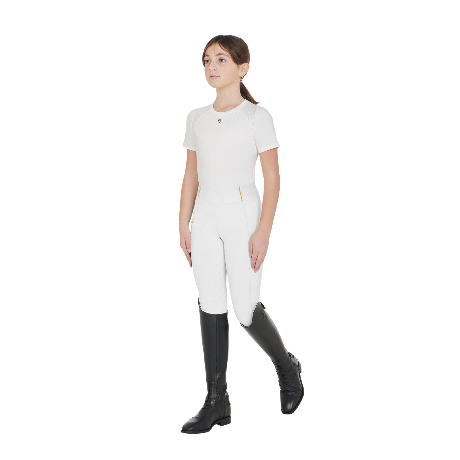 Schmal geschnittene Mädchen-Leggings mit Grip und Logo