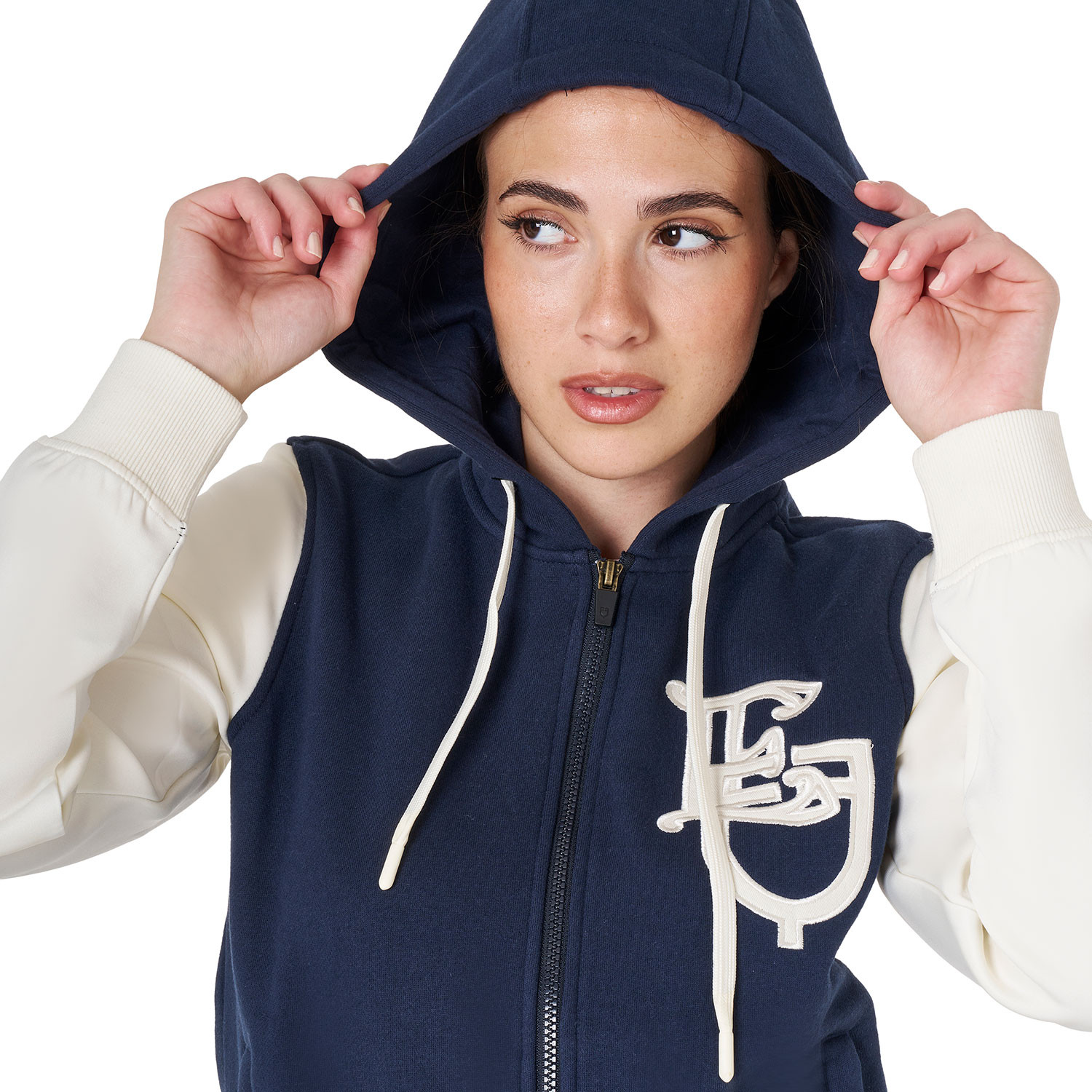 Damen-EQ-Hoodie zweifarbig mit Frontreißverschluss