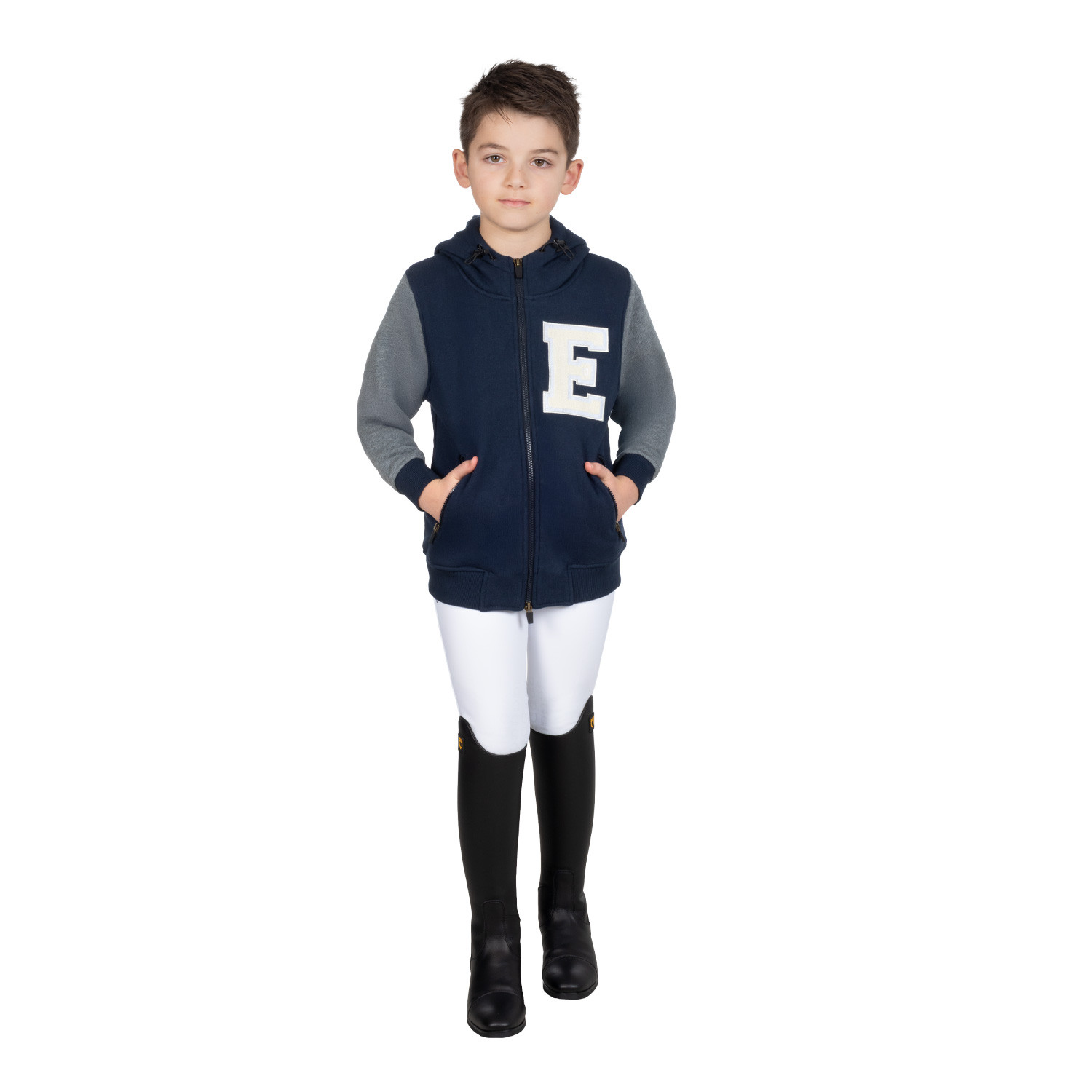 Zweifarbiger Hoodie für Jungen mit Frontreißverschluss