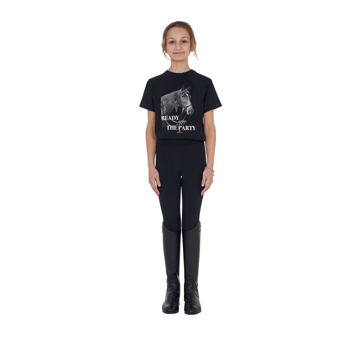 Mädchen-Baumwoll-T-Shirt Ready To The Party mit Strasssteinen