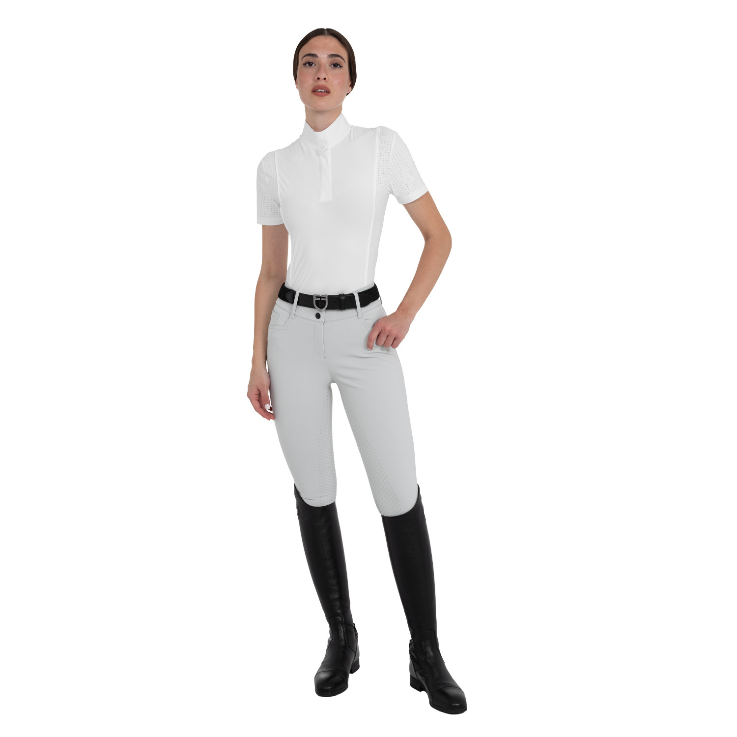 Damen-Reithose mit hohem Bund, Vollbesatz und Strass-Logo