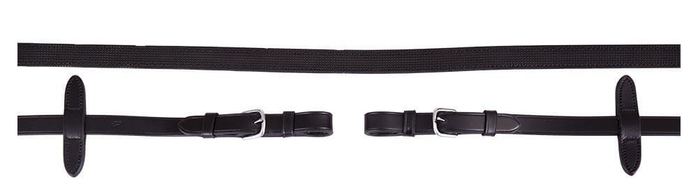 Zügel Leder Gleitschutz16Mm runde Schnallen in schwarz/silber