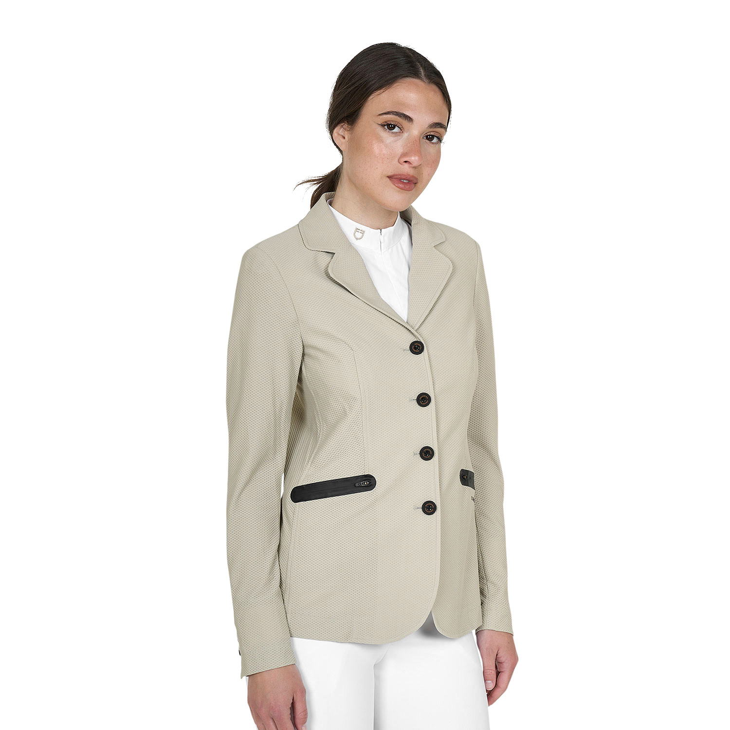 Turnierjacket für Damen mit vier Knöpfen aus perforiertem Stoff