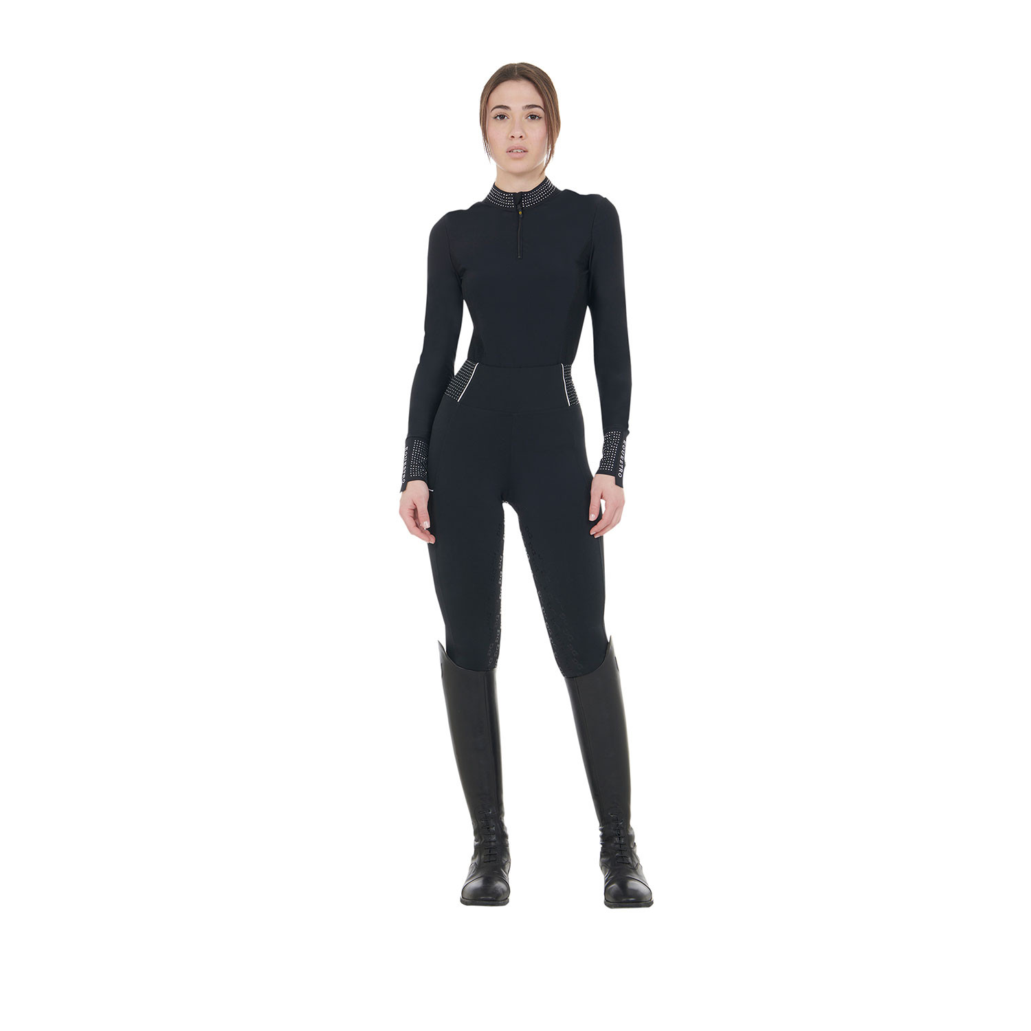 Technisches Trainings-Poloshirt mit Strass