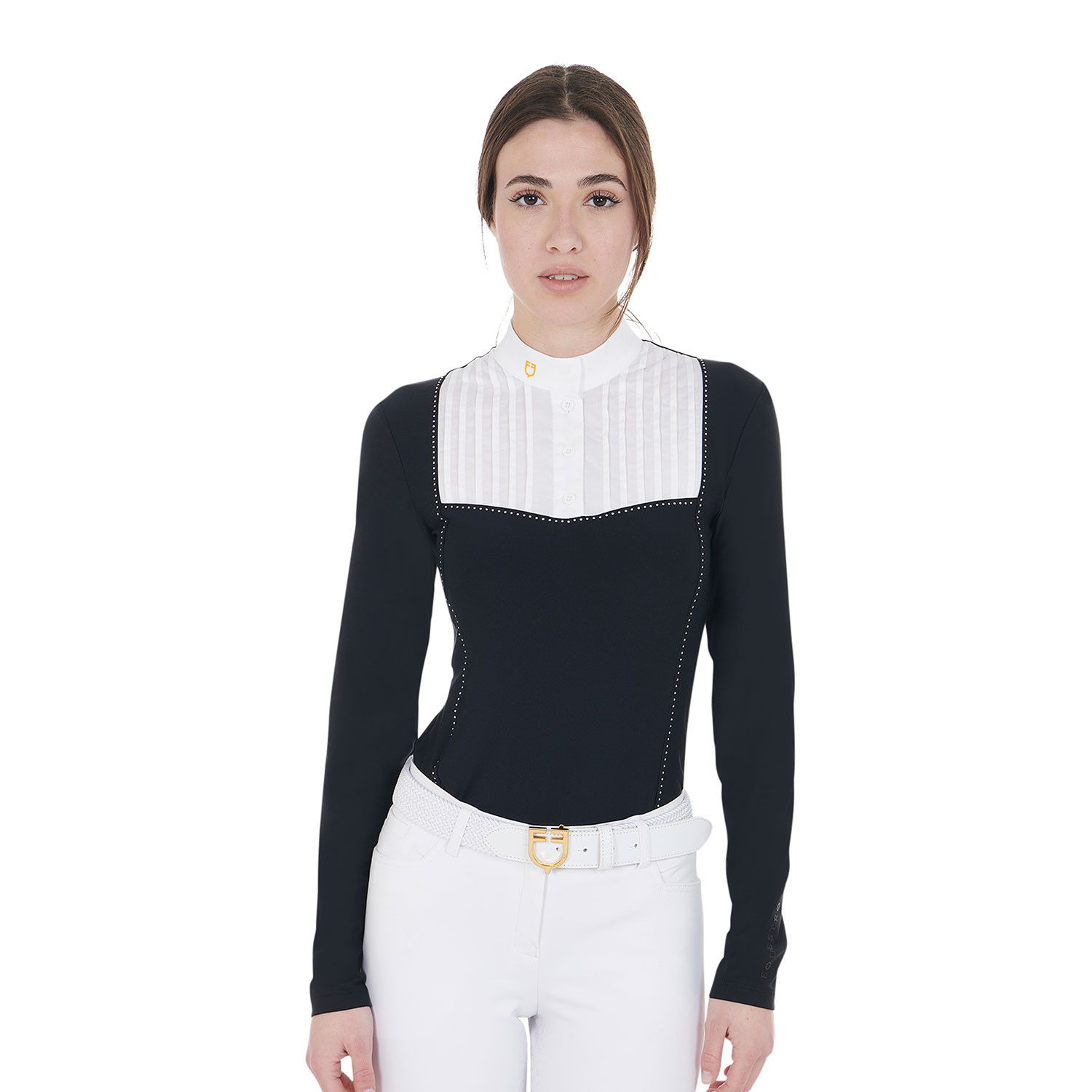 Tailliertes Damen-Turnierpoloshirt mit Strasssteinen