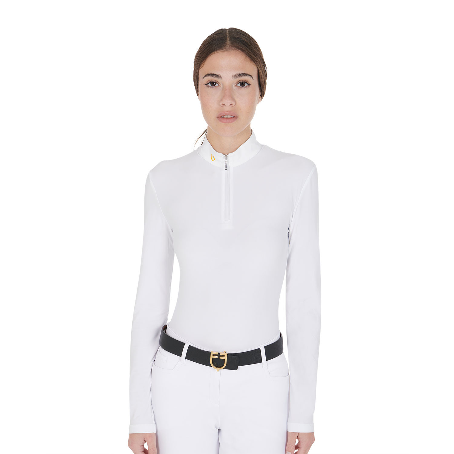 Langarm-Poloshirt aus technischem Fleece für Damen