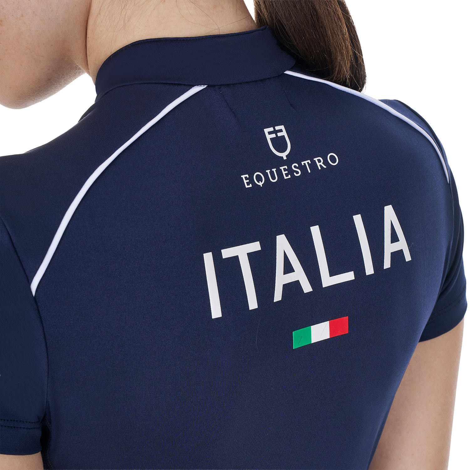 Damen-Trainingspolo mit Reißverschluss in italienischen Farben X FISE