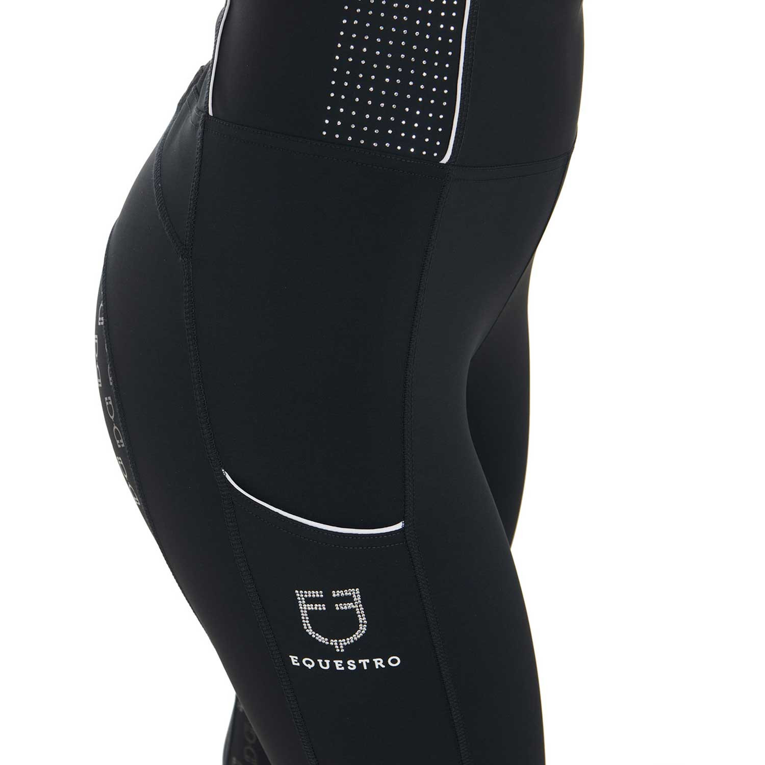 Taillierte Damen-Leggings mit Strasssteinen