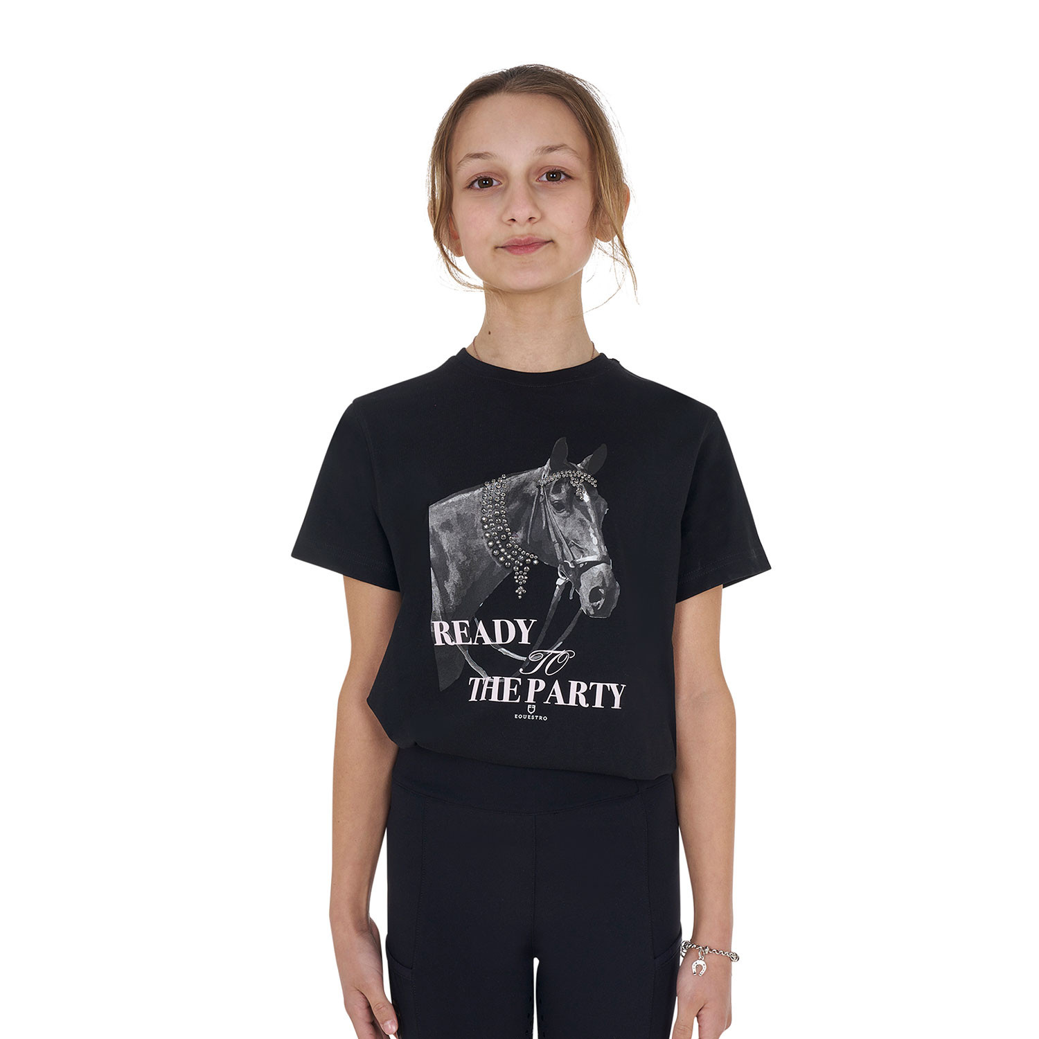 Mädchen-Baumwoll-T-Shirt Ready To The Party mit Strasssteinen