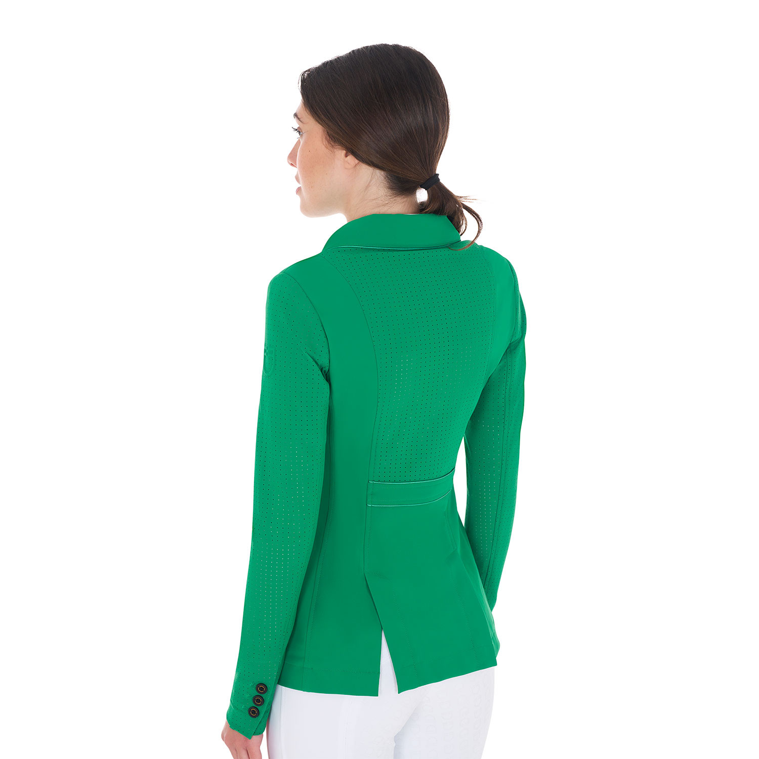 Damen-Turnierjacke mit drei Knöpfen aus perforiertem Stoff