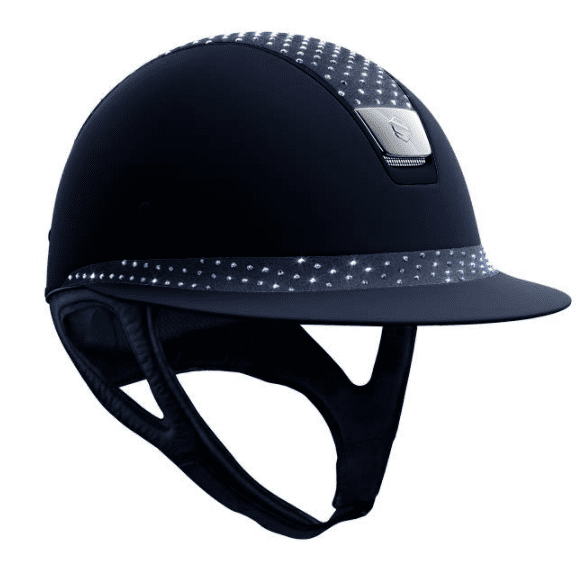 Reithelm Miss Shield Shadowmatt, Sparkling Demin Blue, Trim Matt Navy, Blason Silber in blau