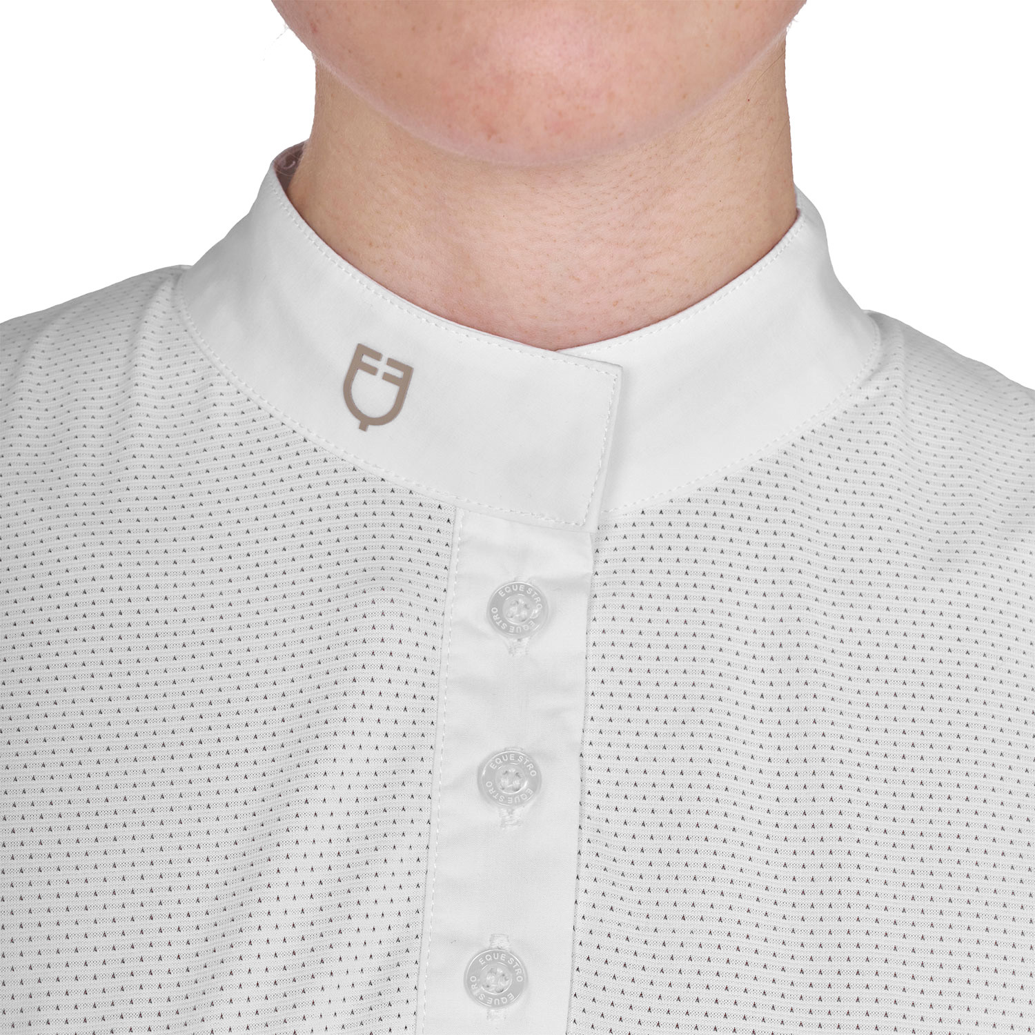 Schmal geschnittenes Damen-Poloshirt aus Funktionsmaterial und Mesh