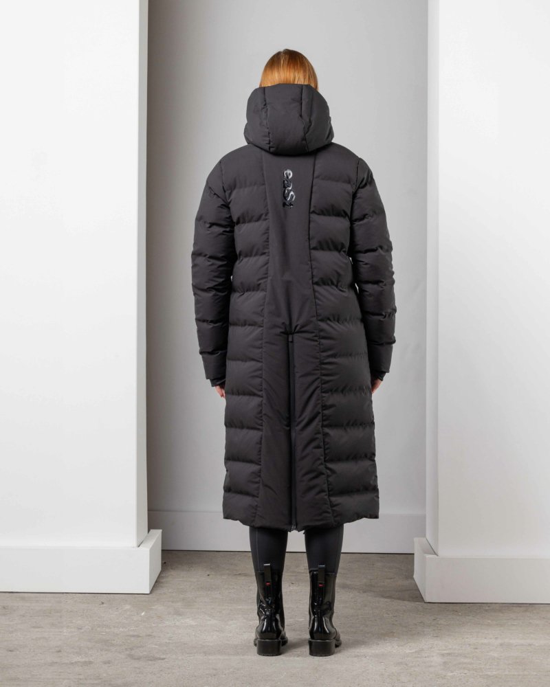 Mantel Long Puffer Coat in schwarz