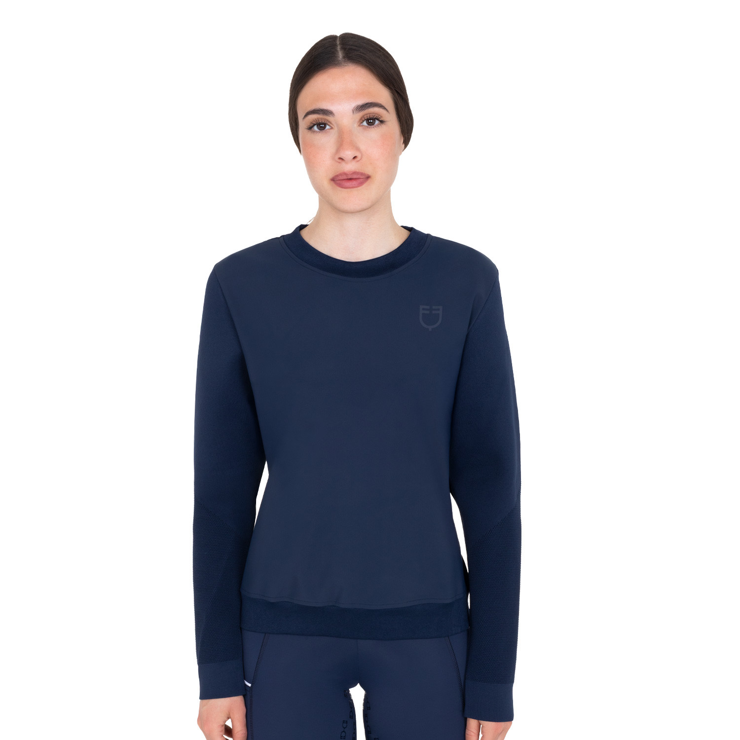 Rundhals-Sweatshirt für Damen mit Micro-Mesh-Einsätzen