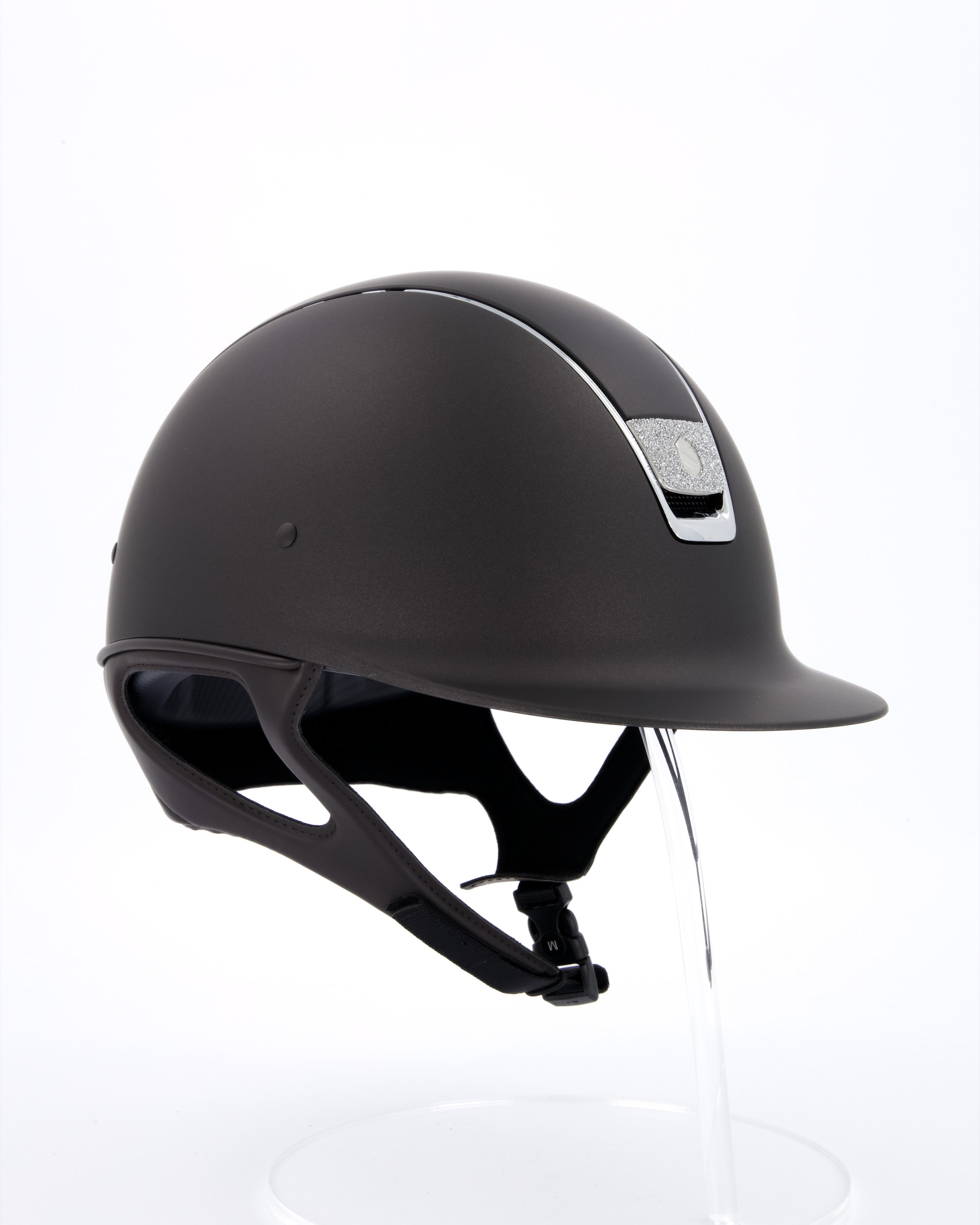 Riding helmet Shadowmatt Chrome Blason Crystal Fabric silver in brown