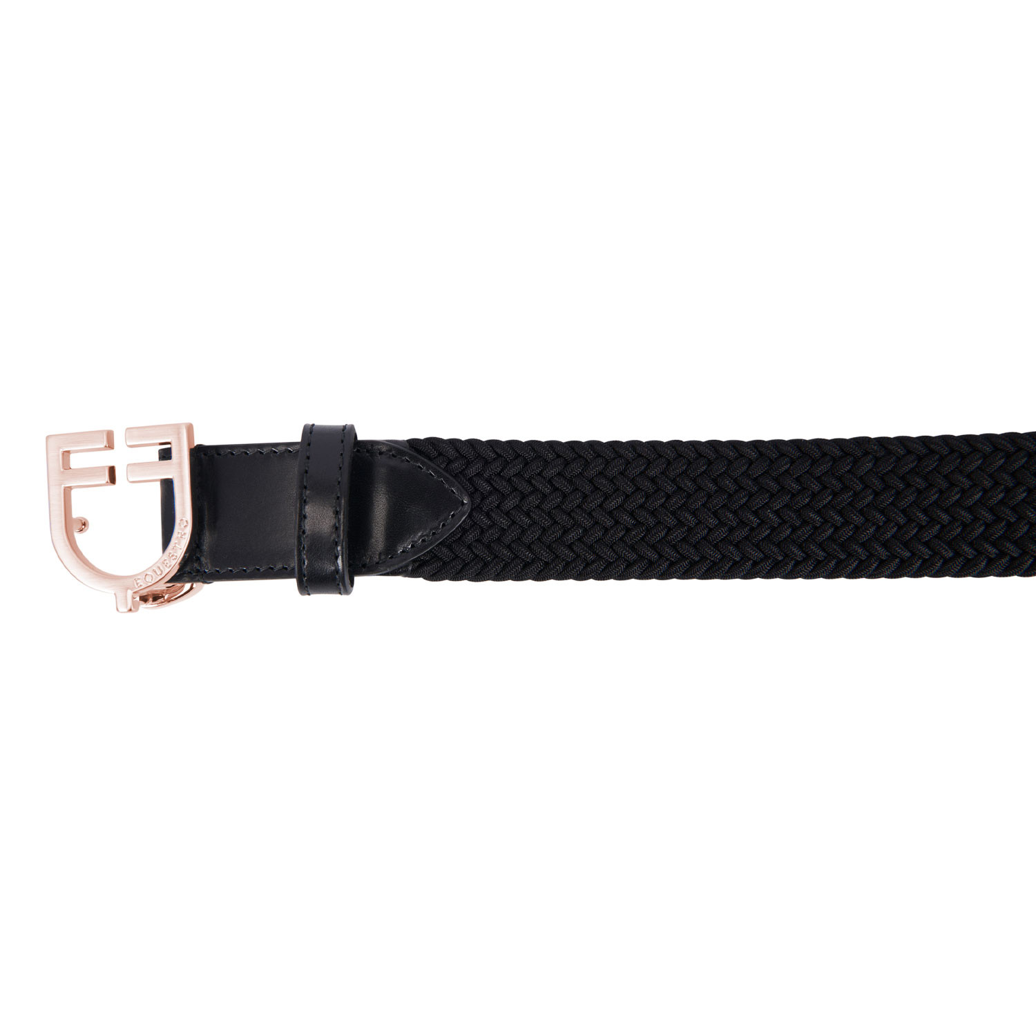 Elastischer Ledergürtel mit roségoldfarbener Logo-Schnalle