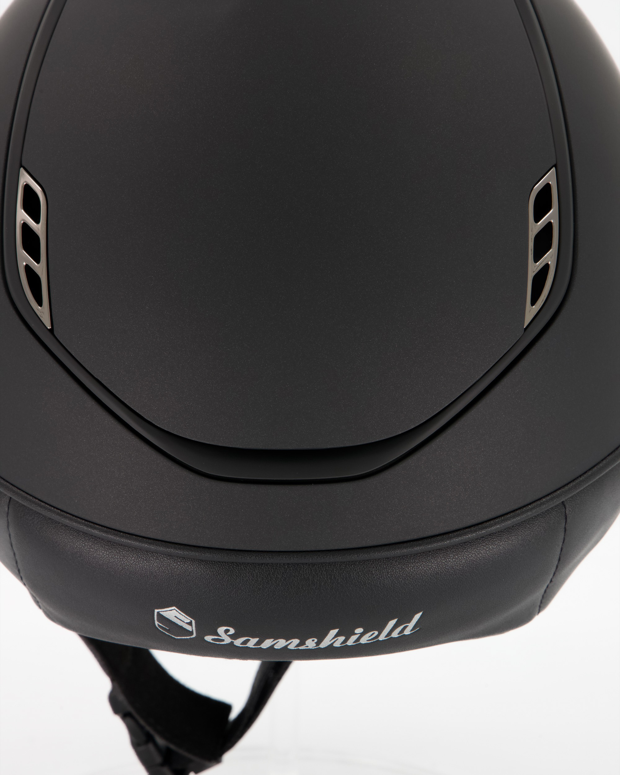 Riding helmet 2.0 Miss Shield Shadowmatt, Top and Fontal Band Shadowmatt Black, Trim Matt Black, Blason Crystal Fabric Black