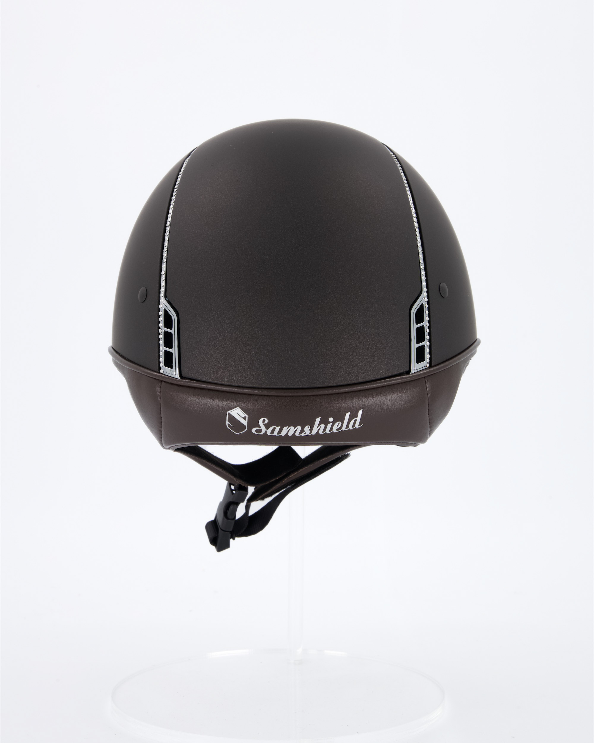 Riding helmet Shadowmatt Chrome with 255 Swarovski in brown