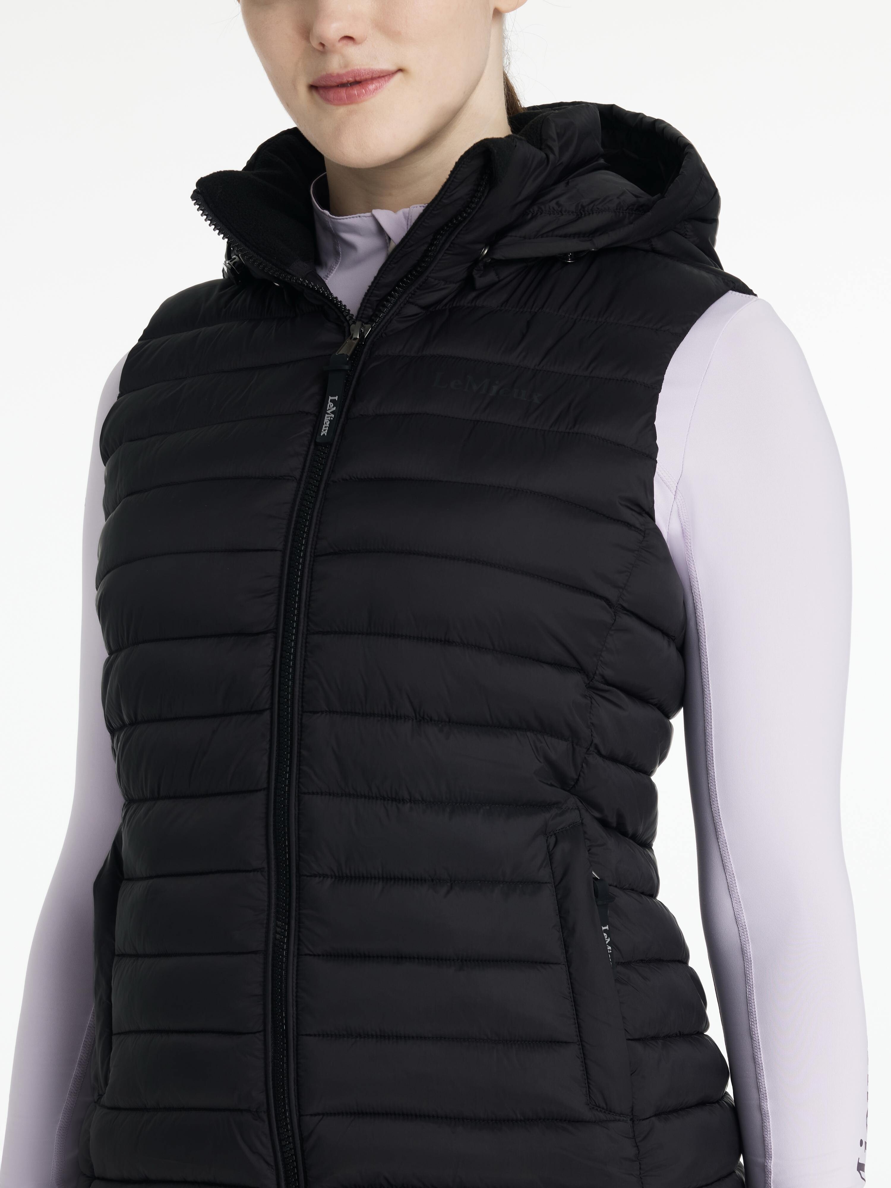Rose quilted vest with hood