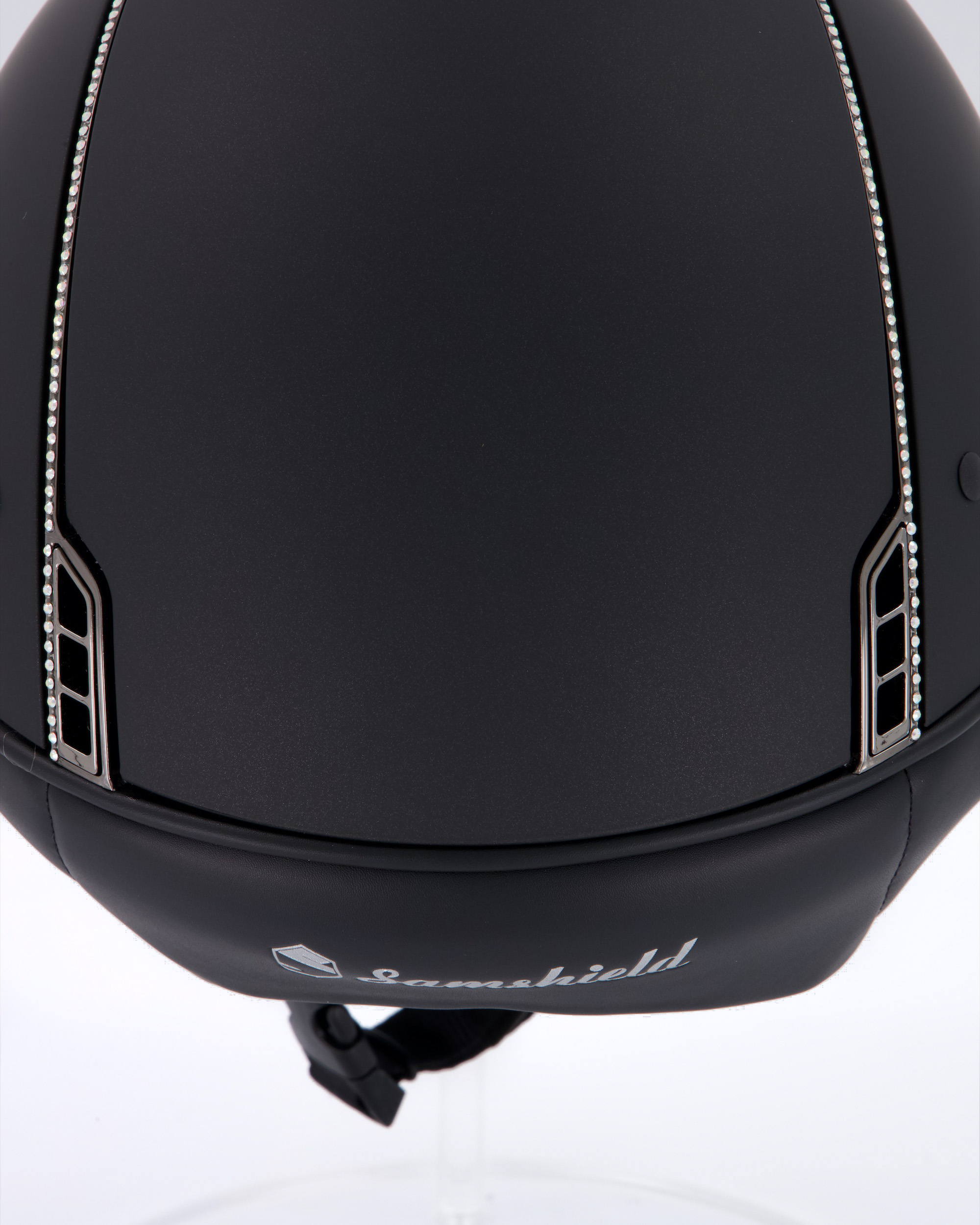 Riding helmet Shadowmatt Chrome black with 255 Swarovski stones Holographic in black