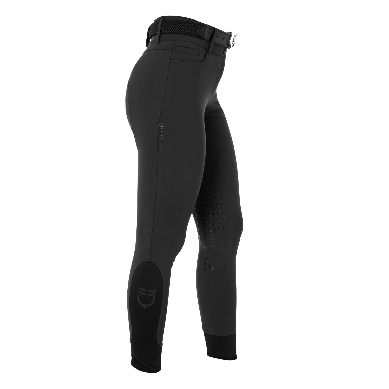 Damen-Reithose mit hohem Bund, Kniebesatz und Fleecefutter