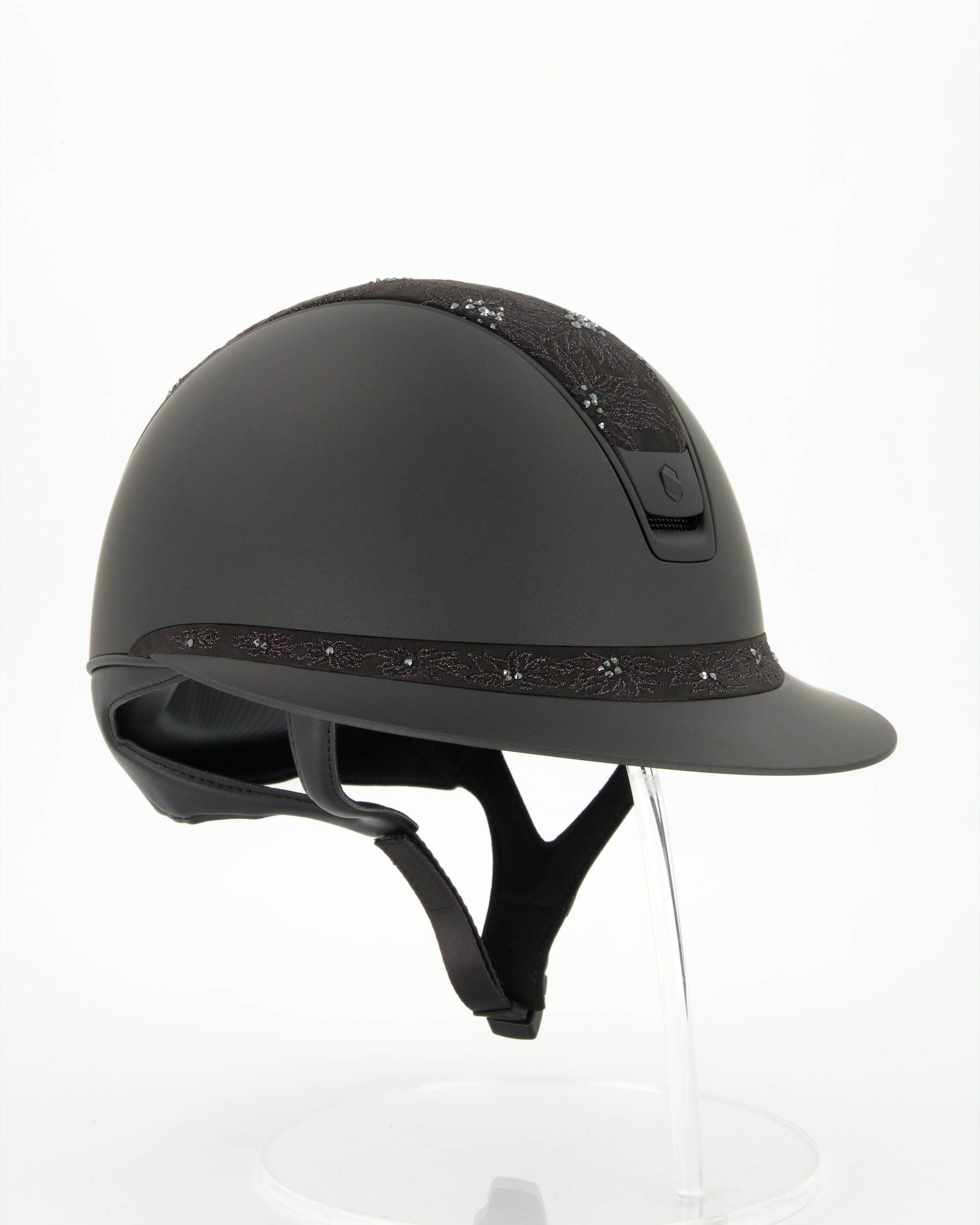 Reithelm 2.0 Miss Shield Shadowmatt Black,Top u. Frontal Band Spring Flower, Trim u. Blason Matt Black in schwarz