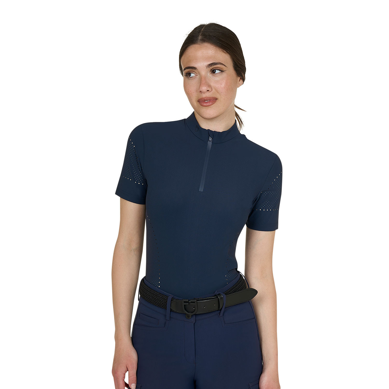 Damen-Trainingsshirt aus technischem Gewebe mit Mikrolöchern