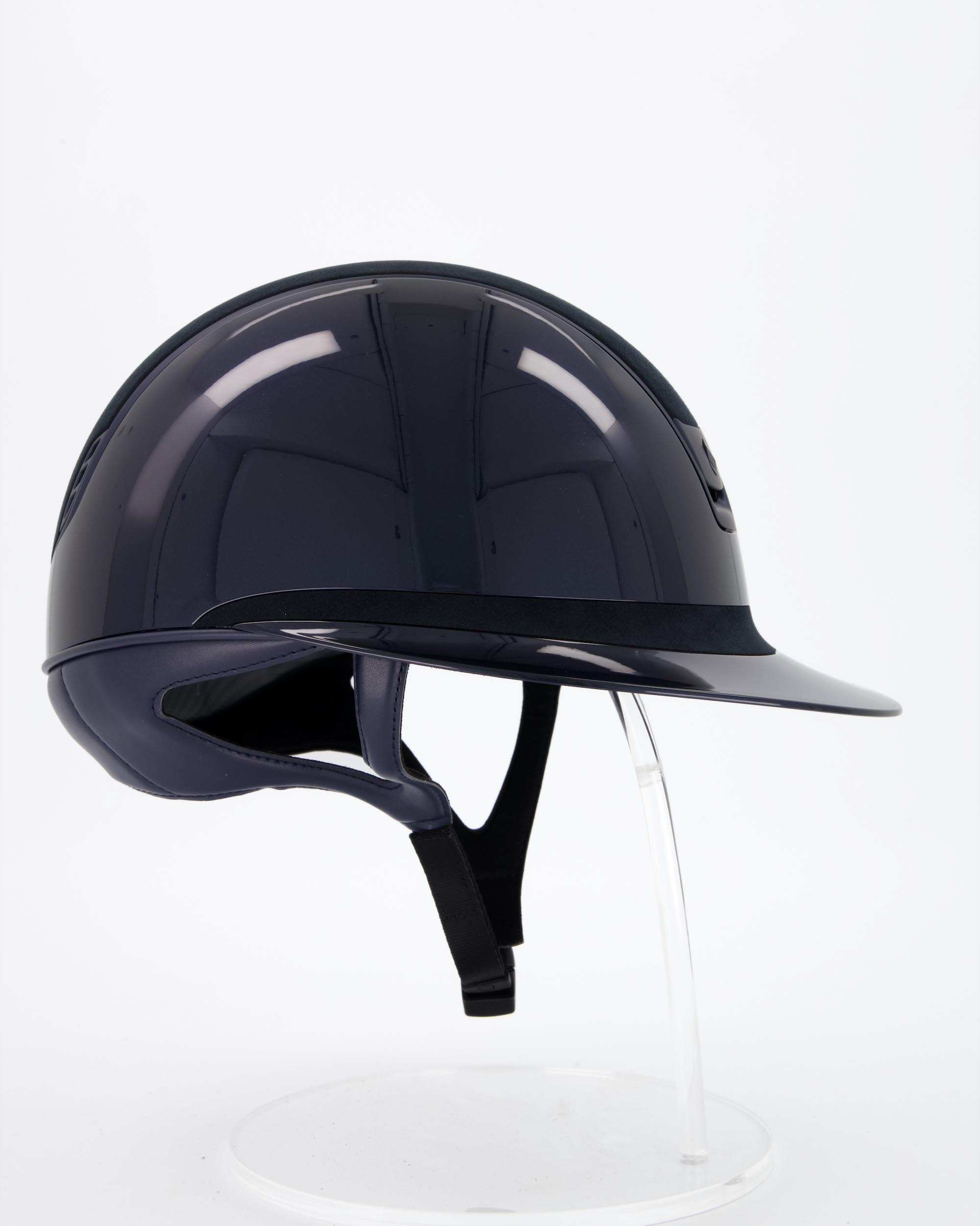 Riding helmet 2.0 Miss Shadowglossy Blue, Top and frontal band Alcantara Blue, Trim and Blason Matt Blue in blue