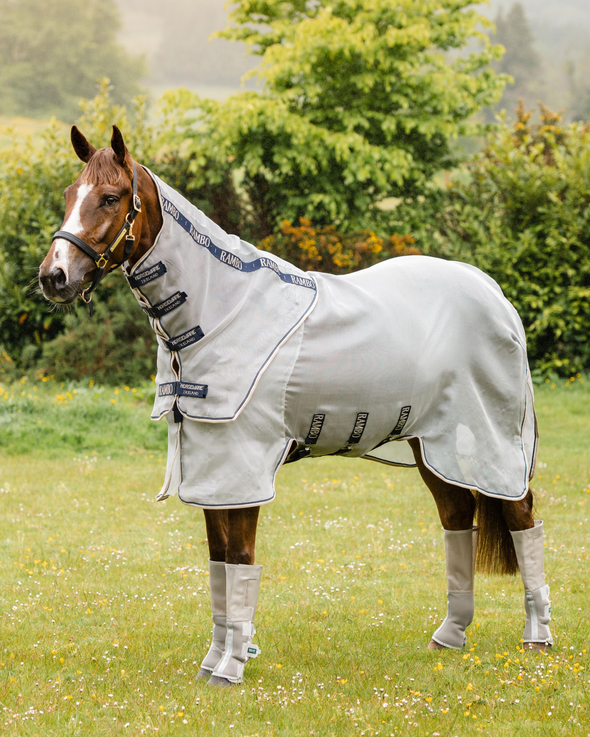 Rambo fly rug in silver/navy/white