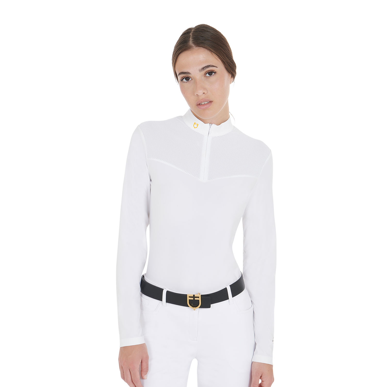 Turnier-Poloshirt für Damen aus technischem Stoff und Mesh
