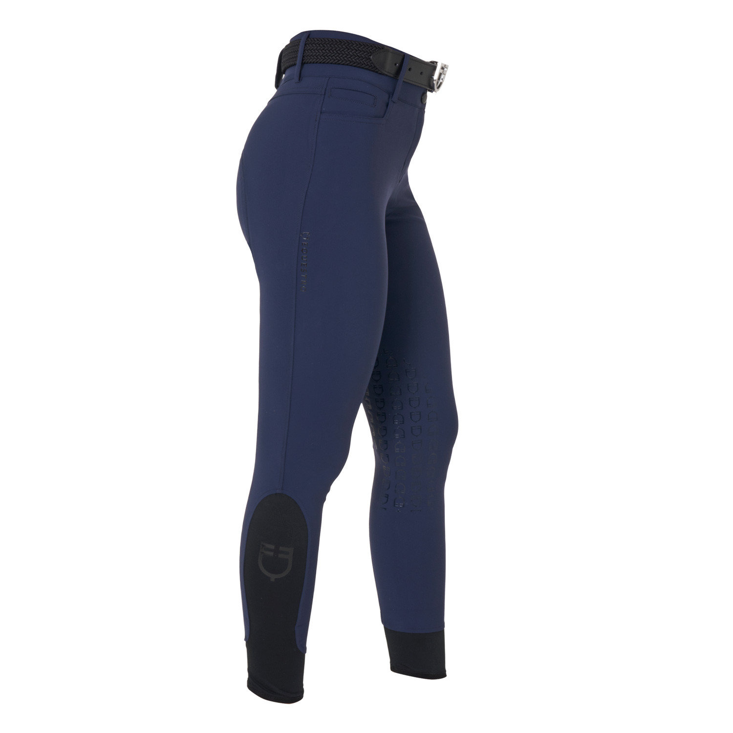 Damen-Reithose mit hohem Bund, Kniebesatz und Fleecefutter