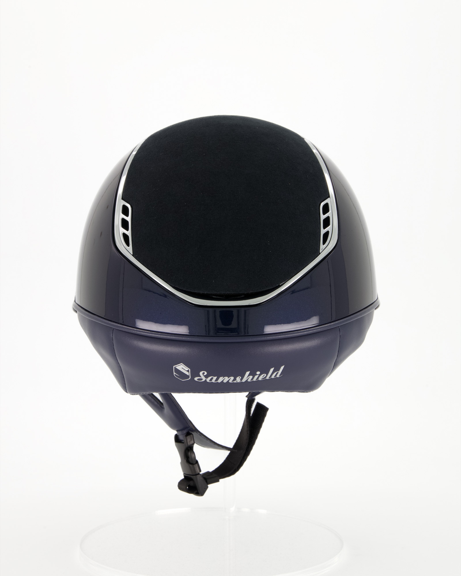 Reithelm Miss Shield 2.0 Shadowglossy, Top Alcantara Blue, Frontal Band Alcantara Blue, Trim Chrome Silver, Blason Crystal Fabric Silver in Blau