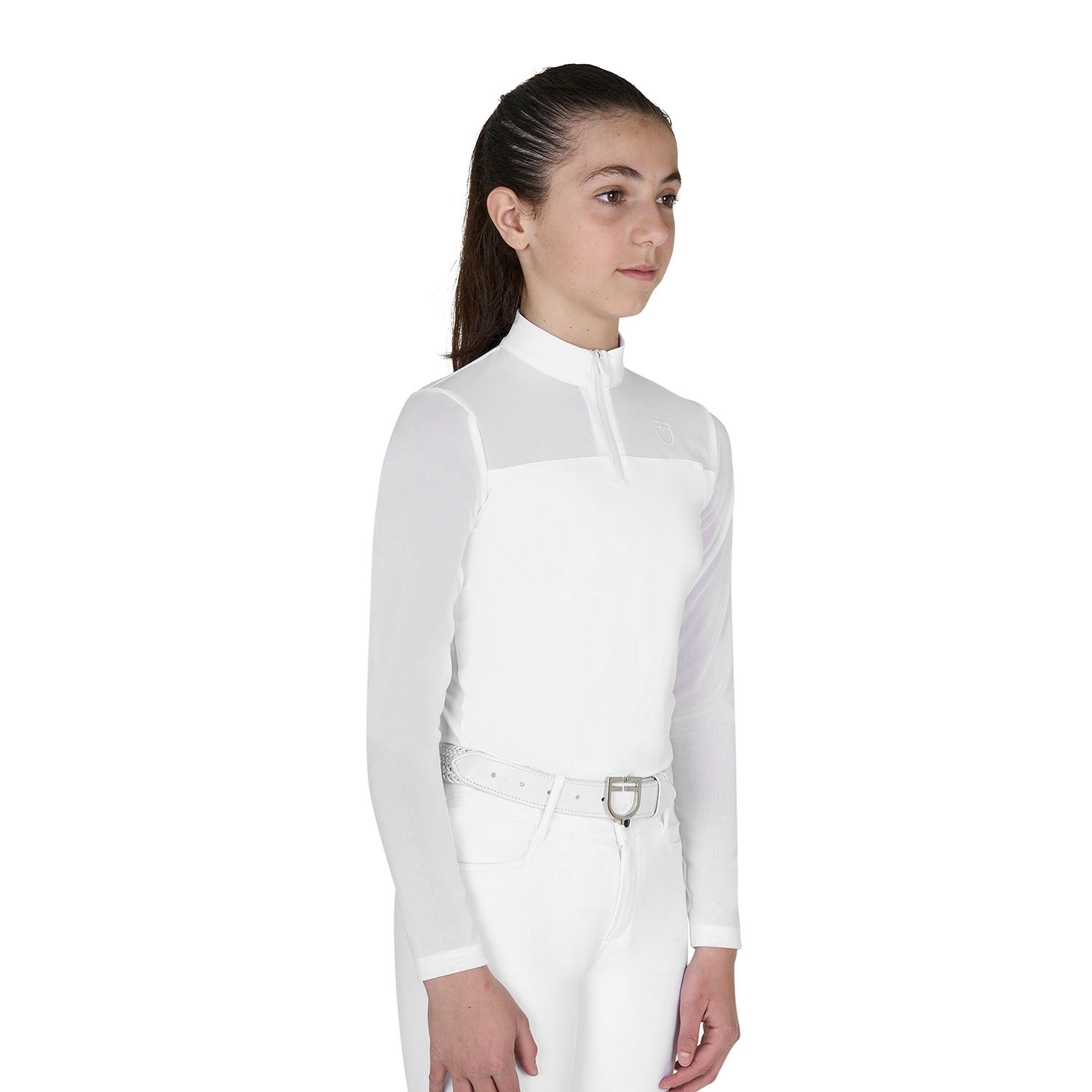 Langarm-Turnier-Poloshirt mit Micro-Mesh-Einsätzen für Mädchen