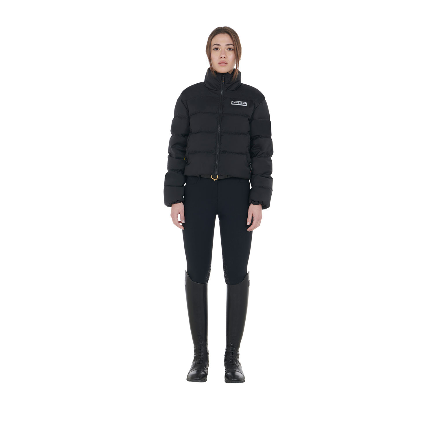 Kurze Damen-Daunenjacke aus Stretchmaterial