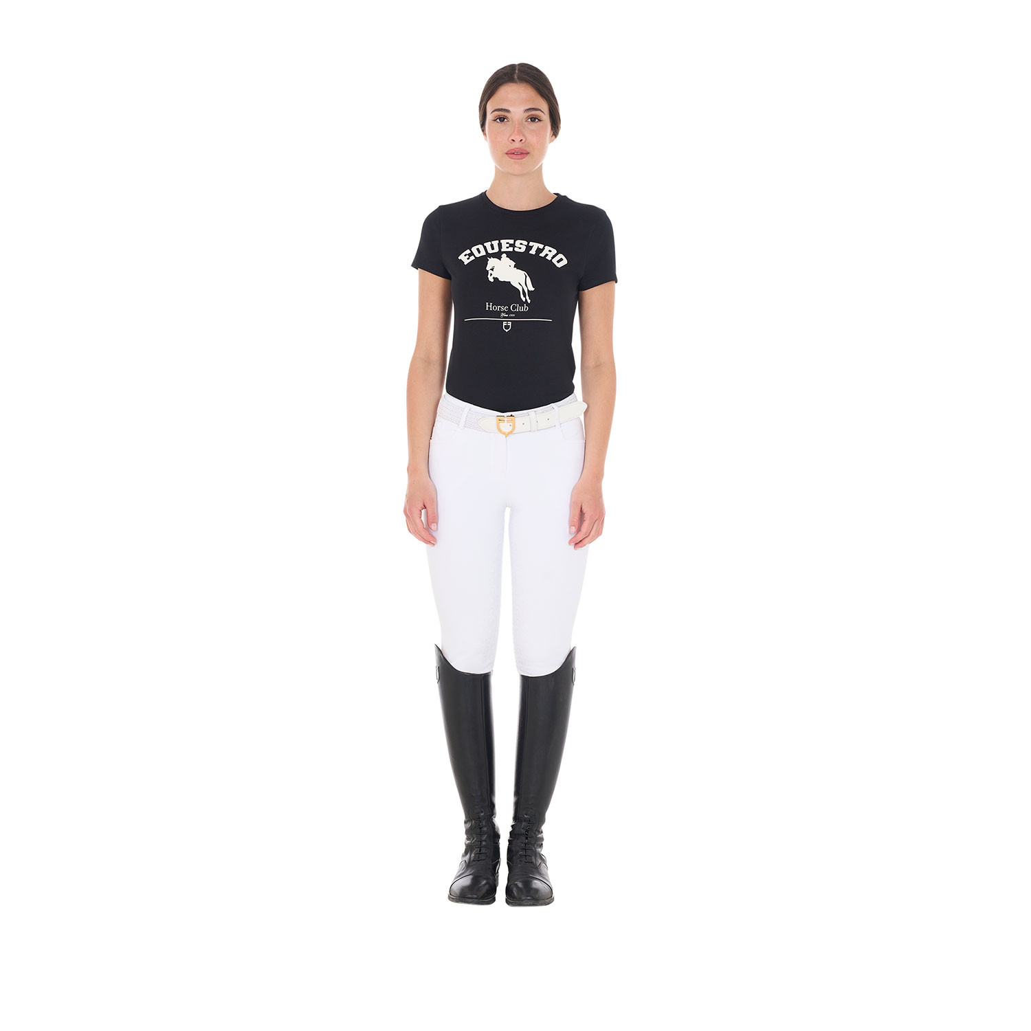 Damen-Baumwoll-T-Shirt Jumping Horse Club