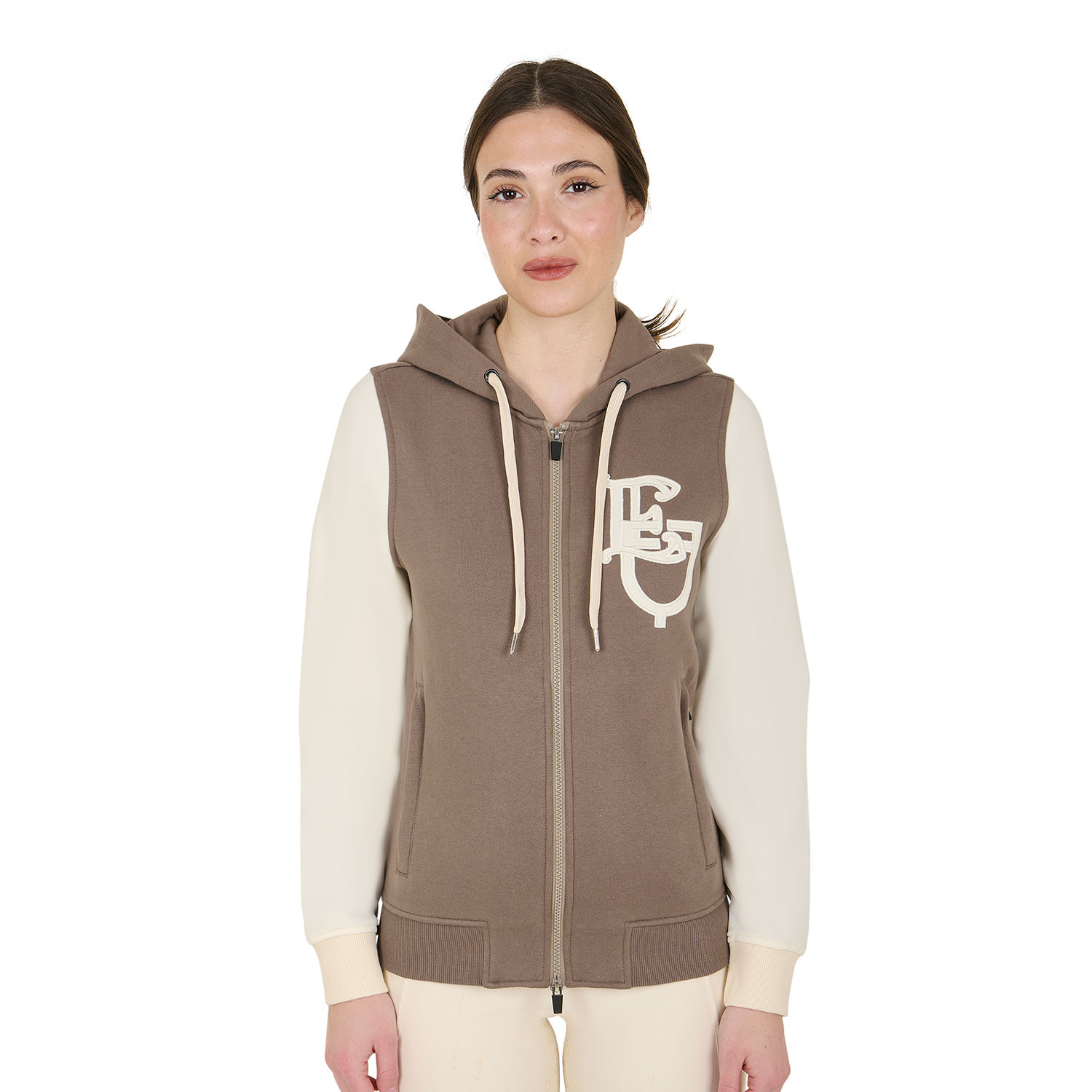 Damen-EQ-Hoodie zweifarbig mit Frontreißverschluss