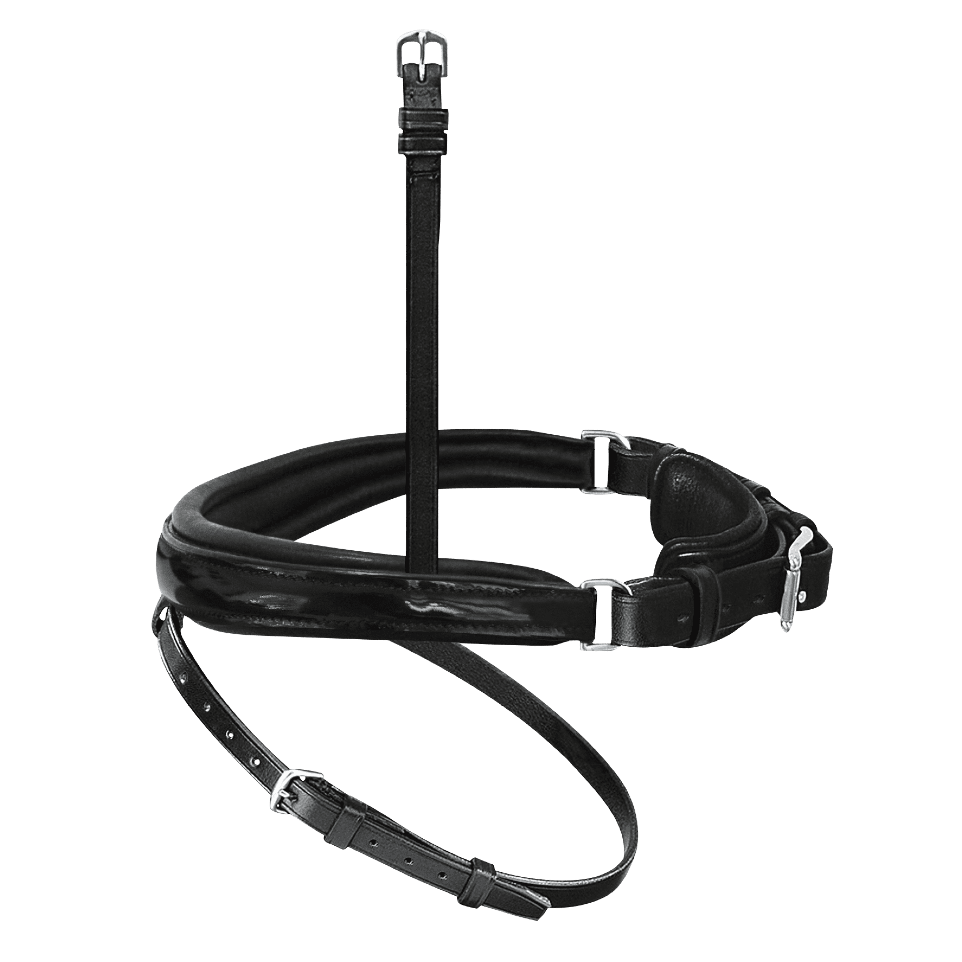 Anatomical noseband with patent leather in black
