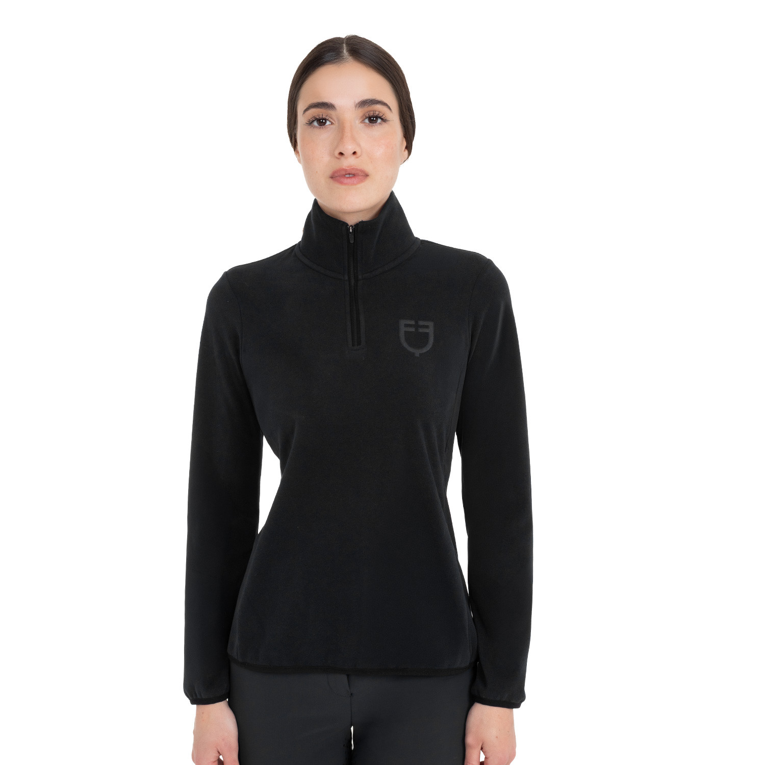 Damen-Fleece-Sweatshirt mit hohem Kragen und 3/4-Reißverschluss