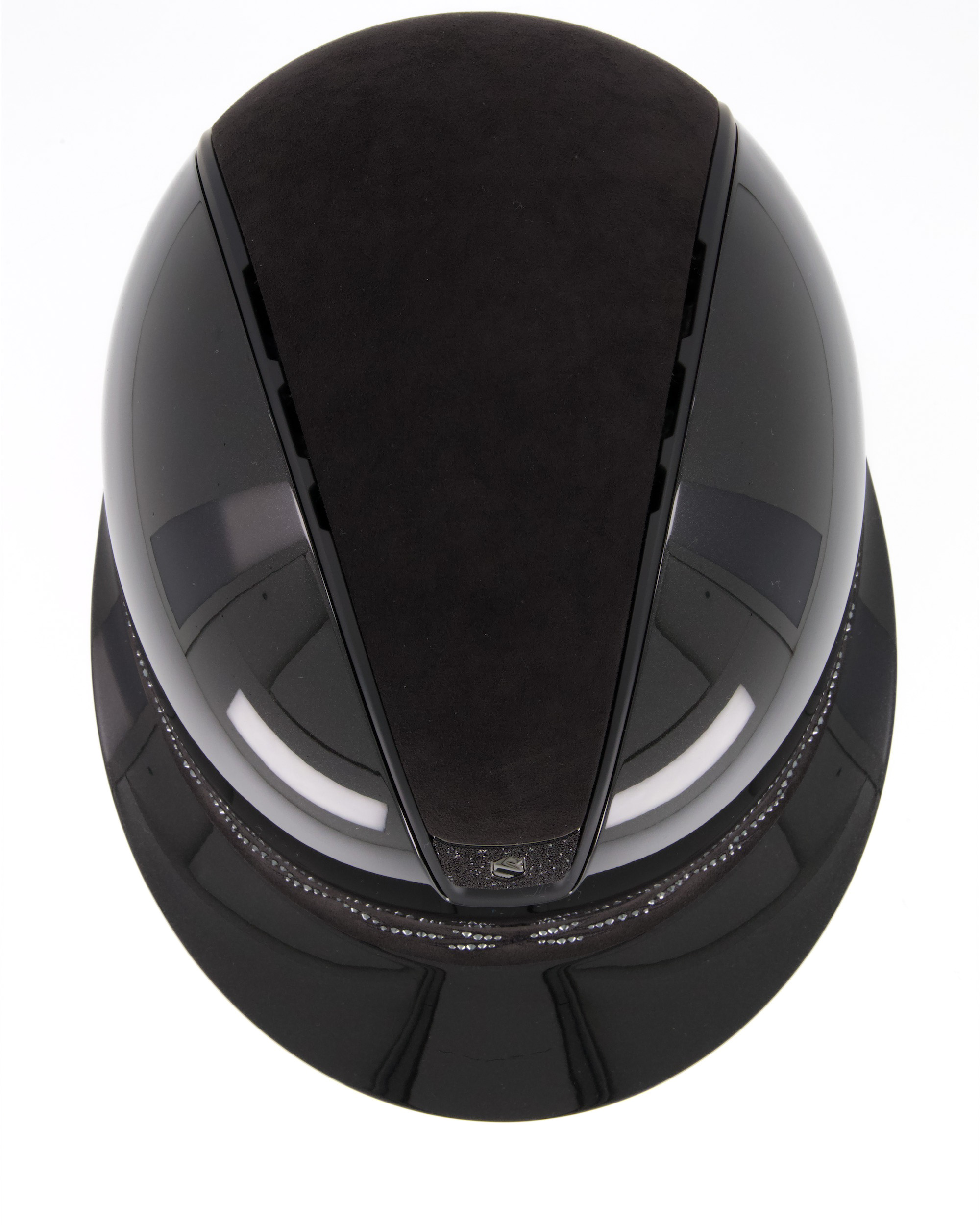 Reithelm 2.0 Miss Shield Shadow Glossy, Top Alcantara black, Frontal Band Flower Swarovski Black, Trim Matt Black, Blason Crystal Fabric Black in schwarz