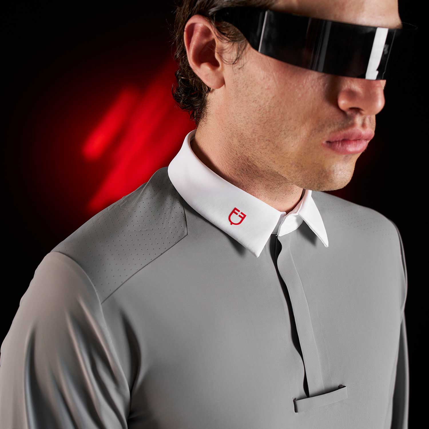 Ridertechnology Herren-Turnierpolo Langarm mit Knöpfen