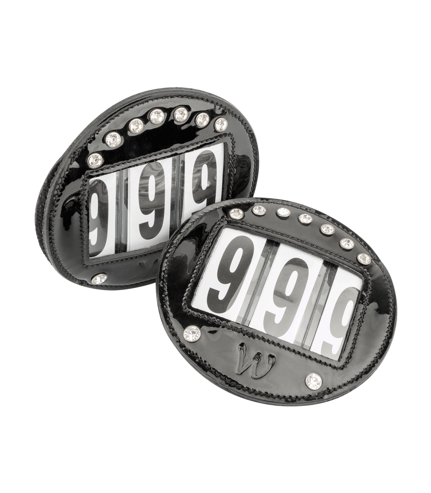 Numéros de tête en cuir verni, noir