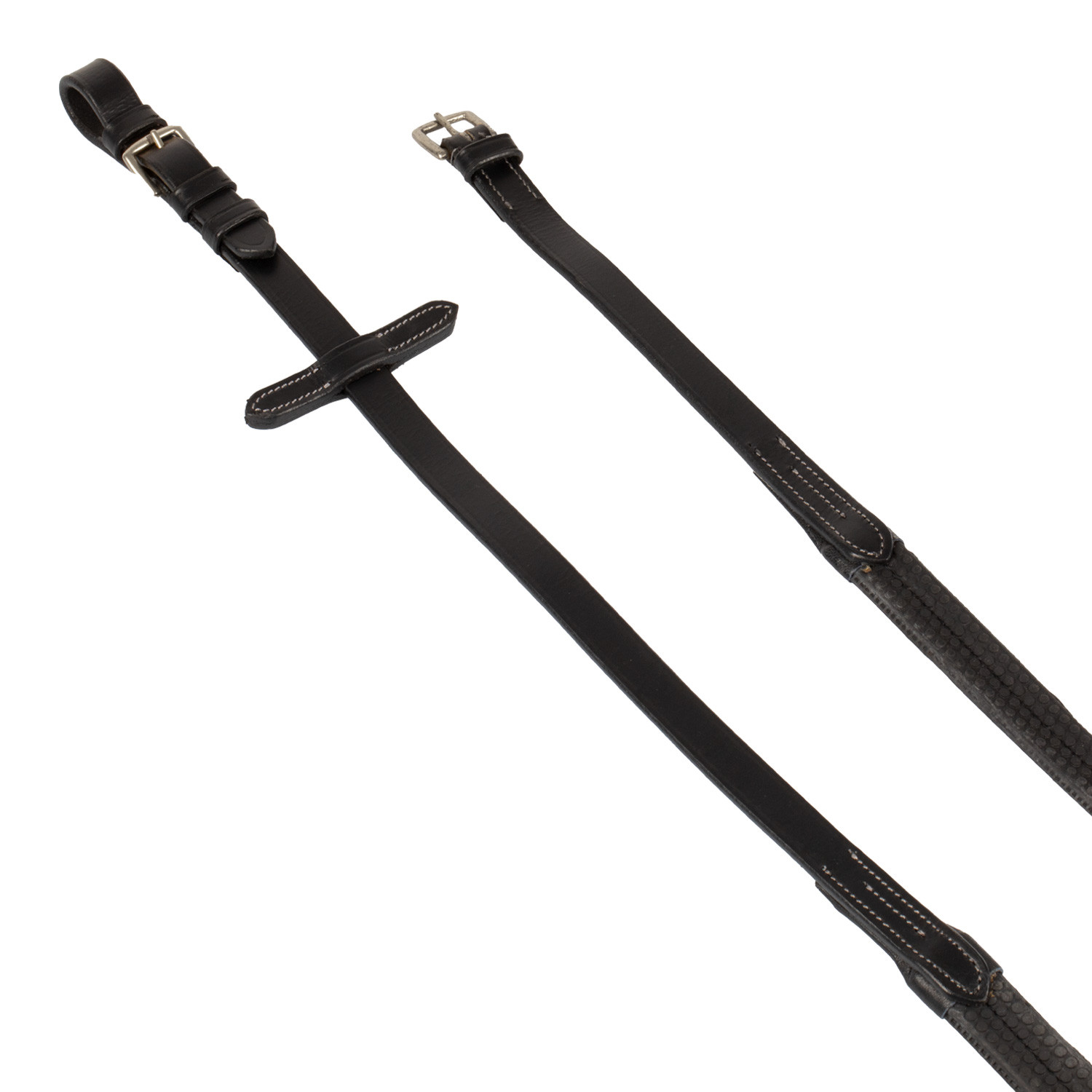 Leder-Gummizügel mit silbernen Beschlägen (1,6 cm)