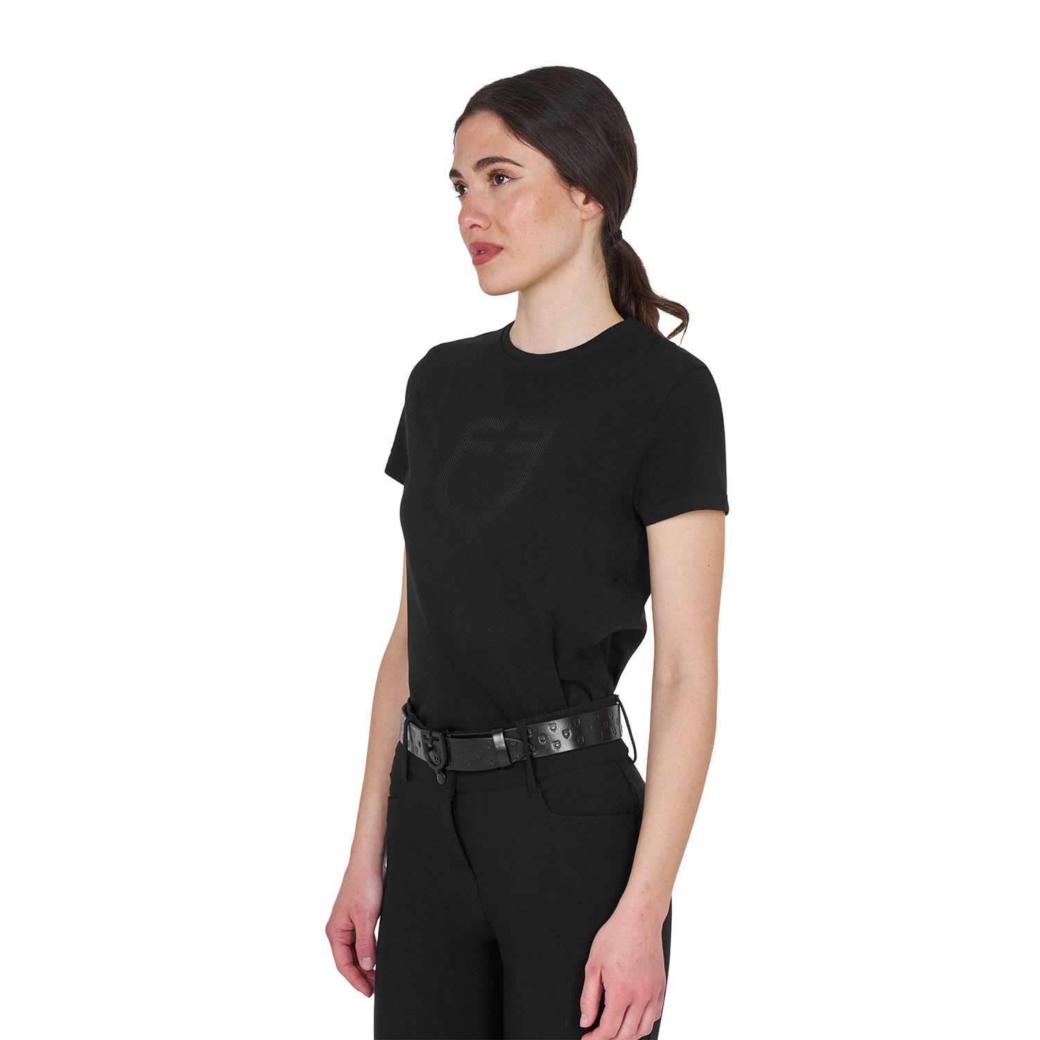 Basic T-Shirt mit tonalem Glanzlogo